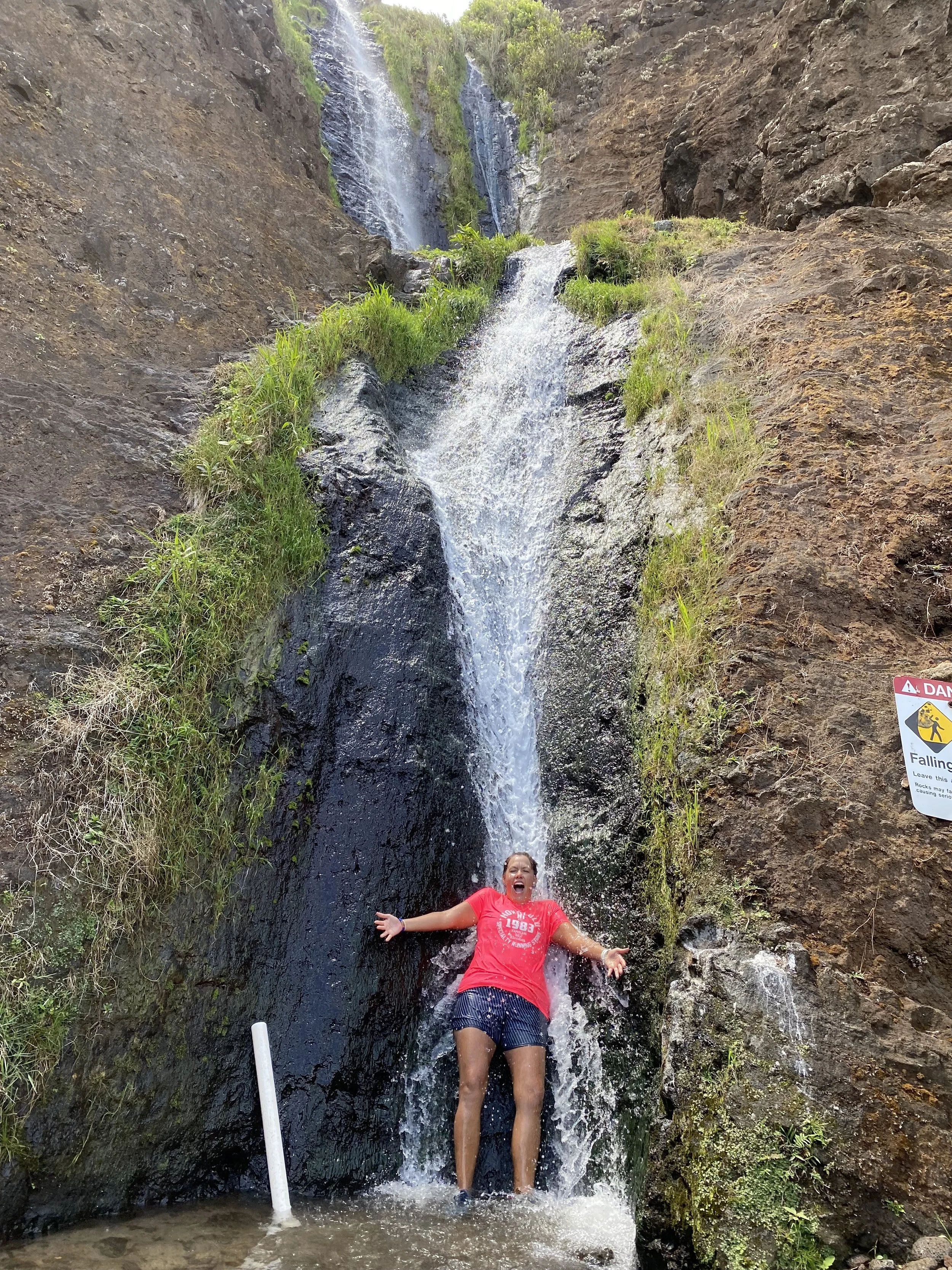 At the end of the Kalalau Trail is wonderful waterfall on the beach. Refill your water bottle and take a quick shower.