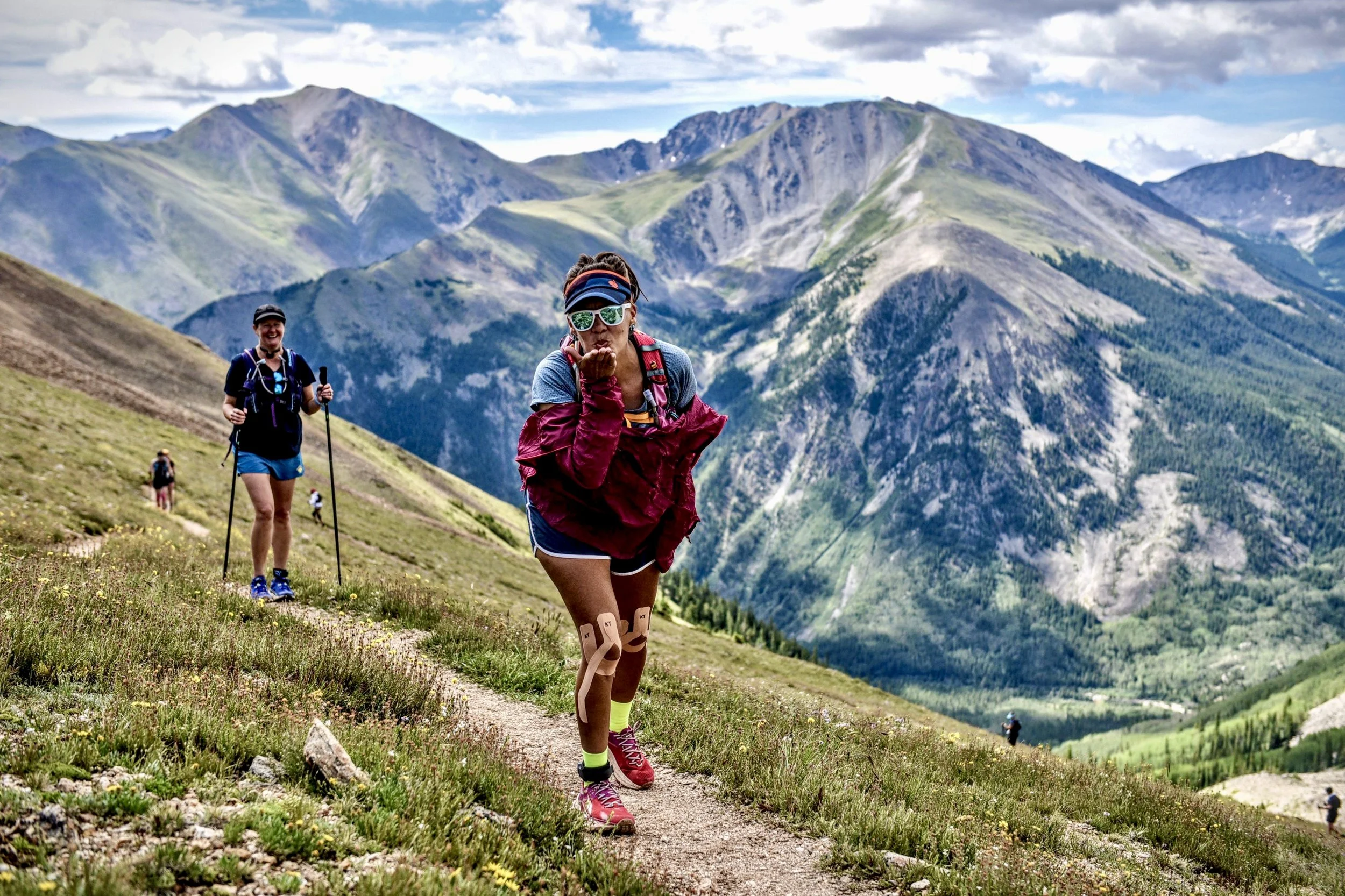 Sending the photographers a kiss while going over Hope Pass in Colorado.