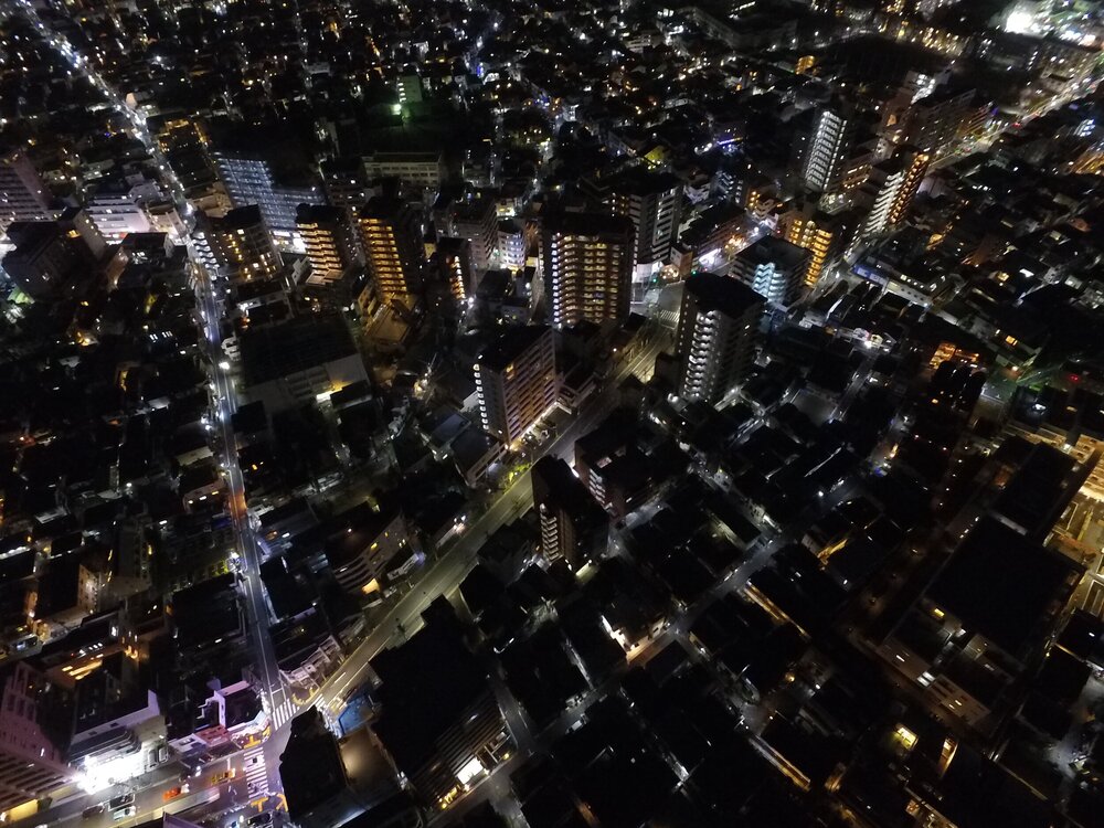 Japan aerial city night view