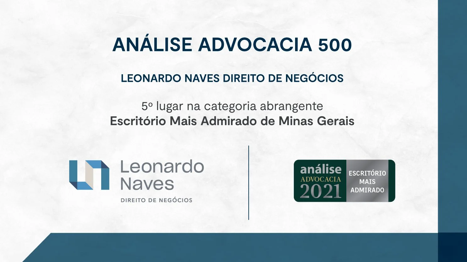 LNDN FOI RECONHECIDO PELO ANUÁRIO ANÁLISE ADVOCACIA COMO UM DOS ESCRITÓRIOS MAIS ADMIRADOS