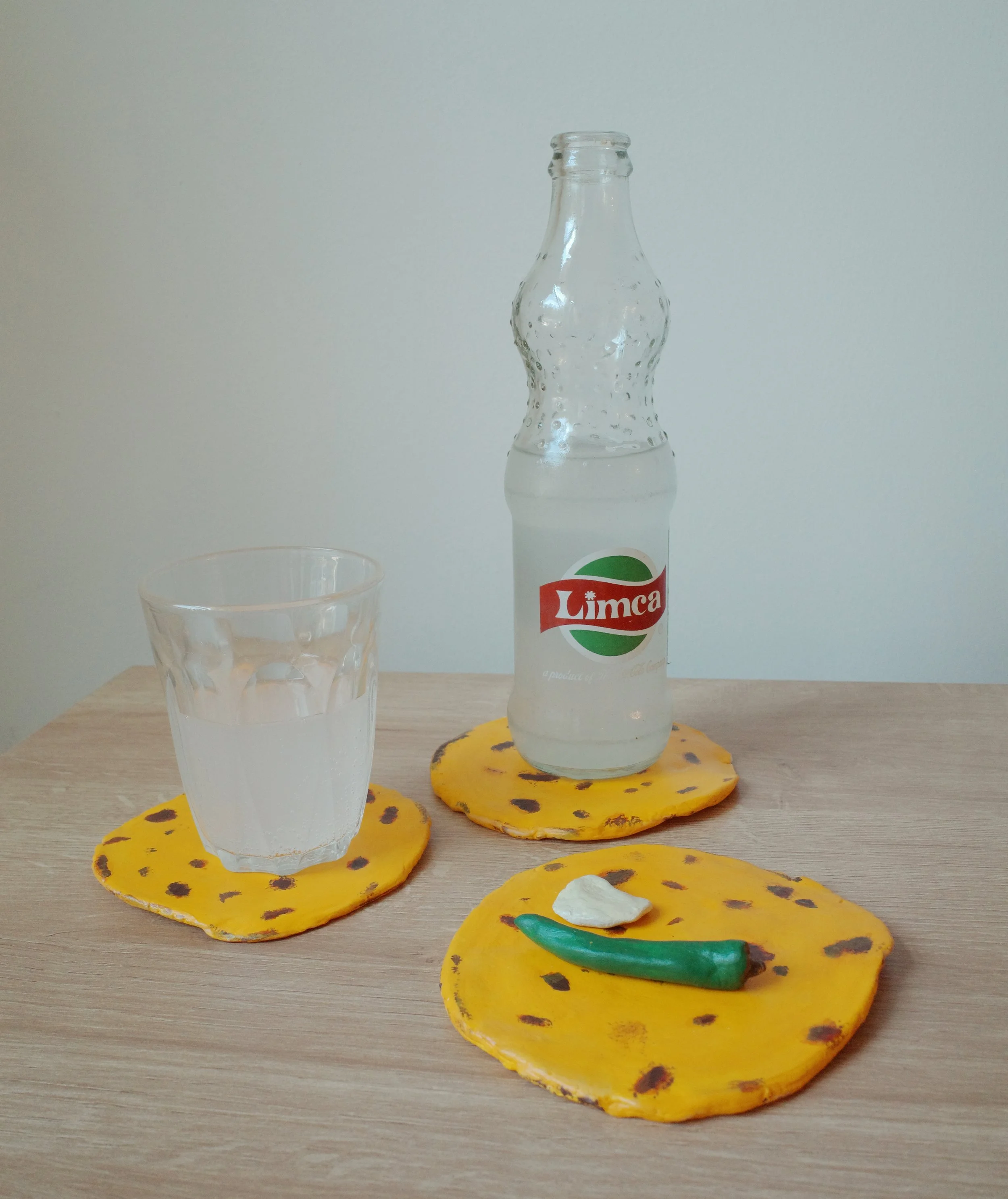 Coasters, air dry clay, acrylic