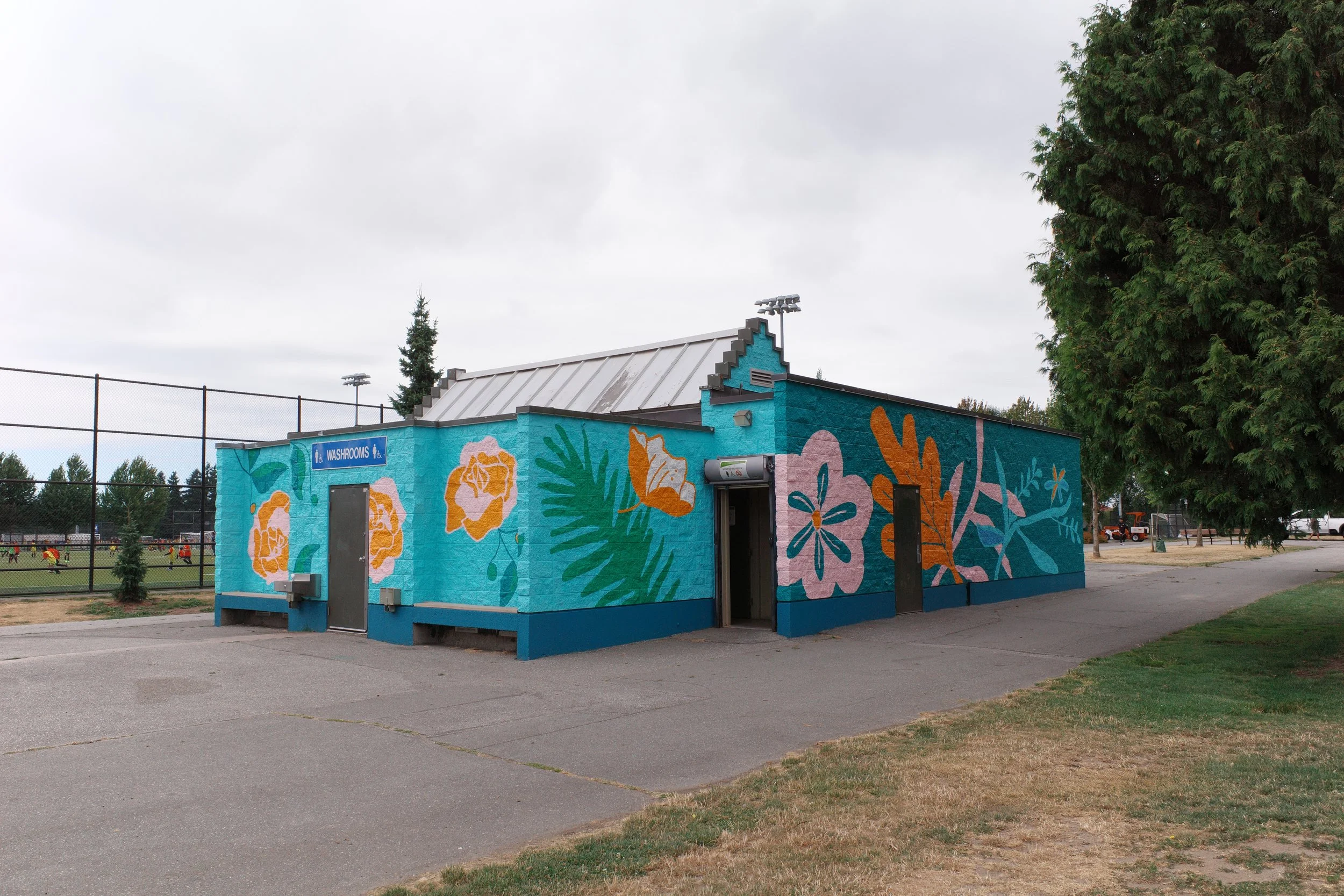 Mural in Newton Athletic Park, commissioned by City of Surrey, 2025