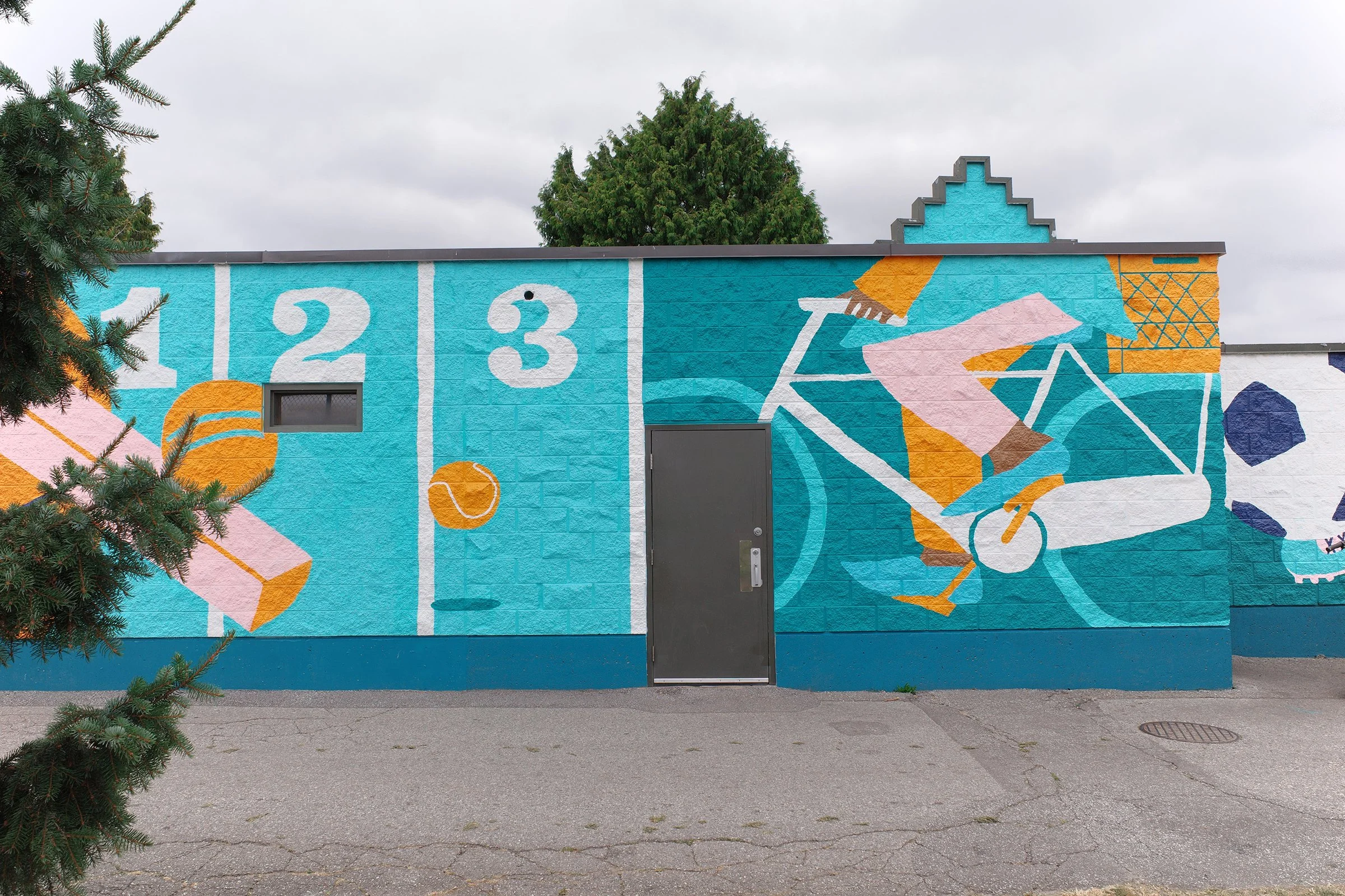 Mural in Newton Athletic Park, commissioned by City of Surrey, 2025