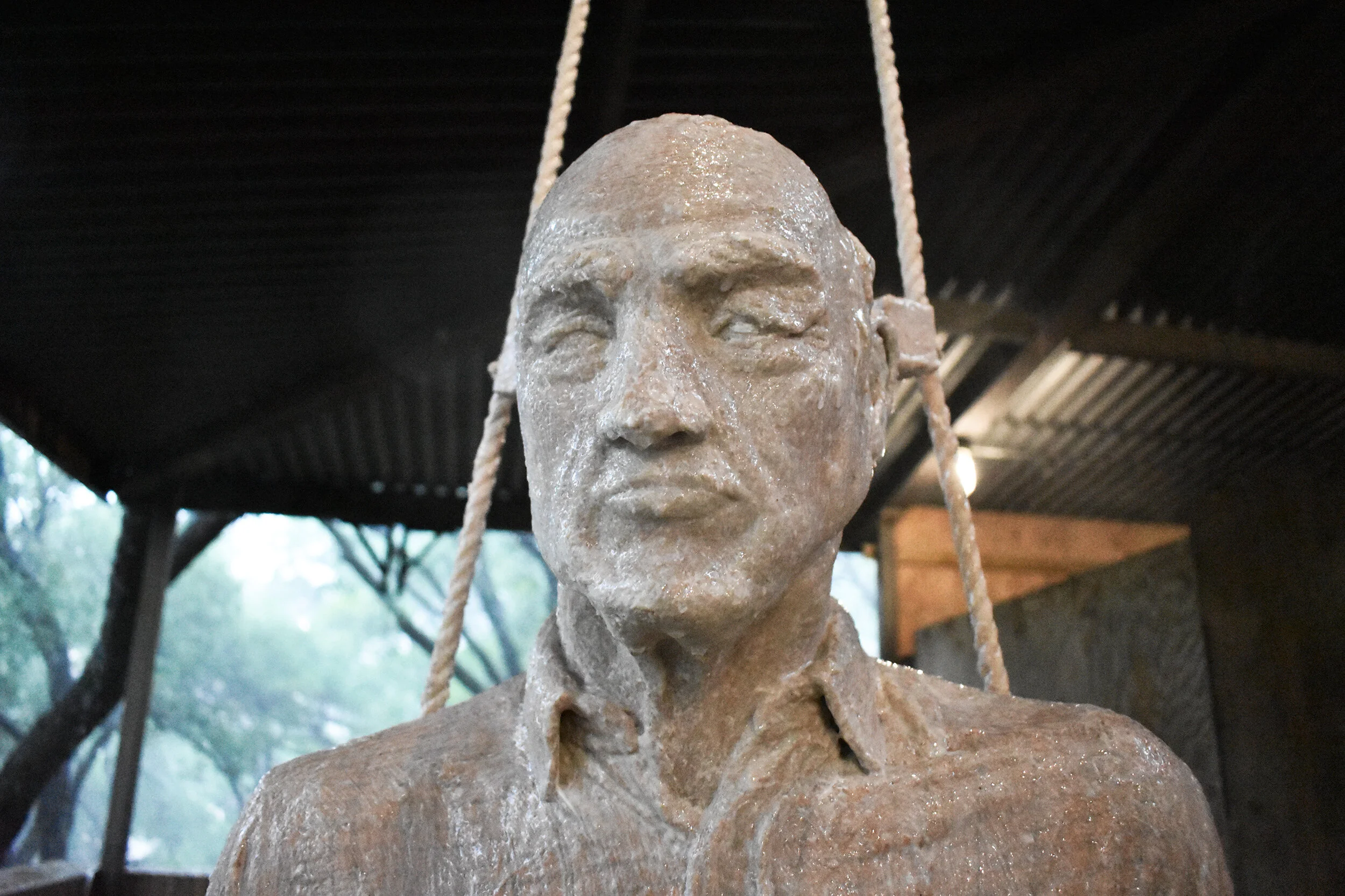 Man Skin, 2019
 Liquid Latex, Men's Apparel, Mannequin parts, clay, styrofoam, rope, C-clamps, chair