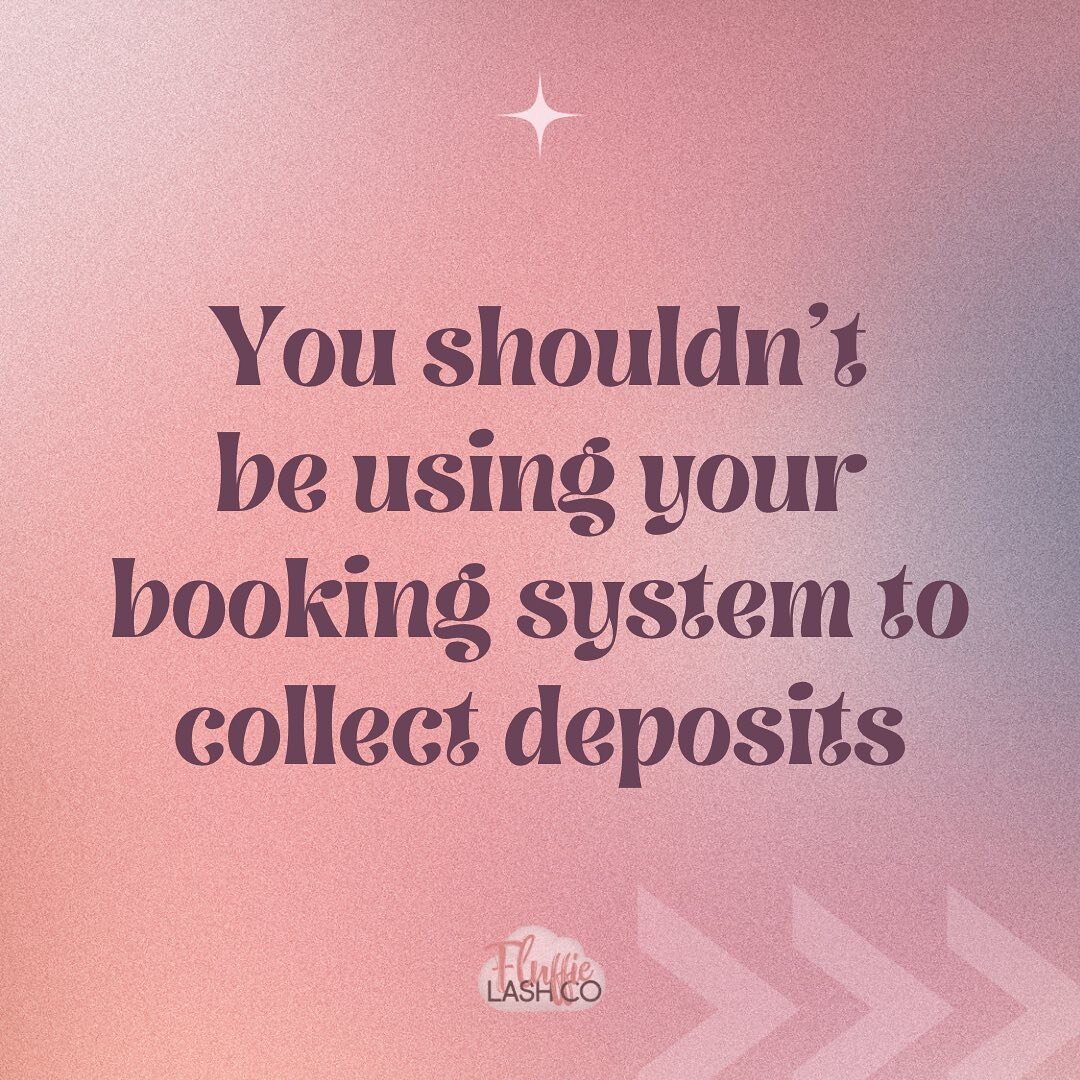 You should NOT be using your booking system to automatically collect deposits. 🙅🏻&zwj;♀️
Here's WHY: [𝐒𝐖𝐈𝐏𝐄]