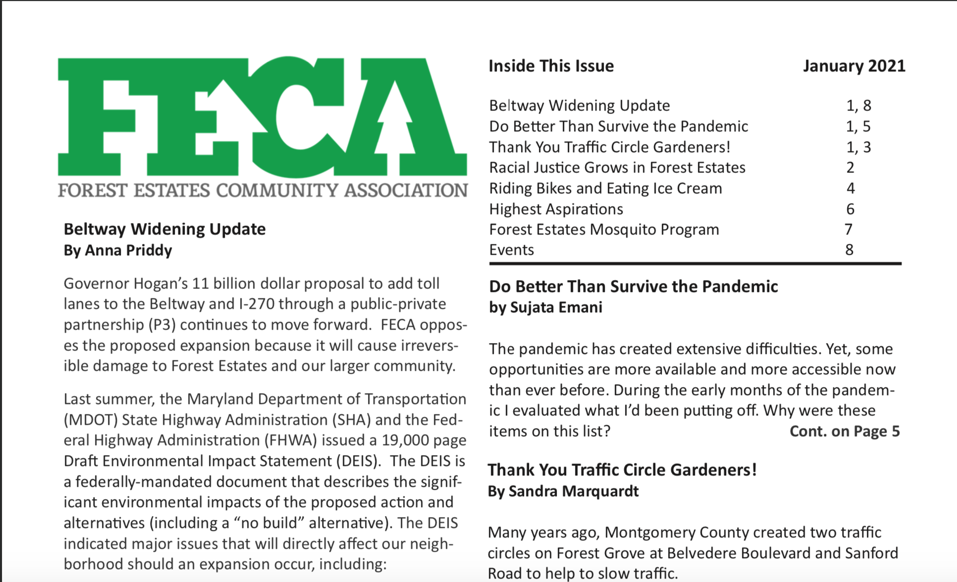 News — Forest Estates Community Association