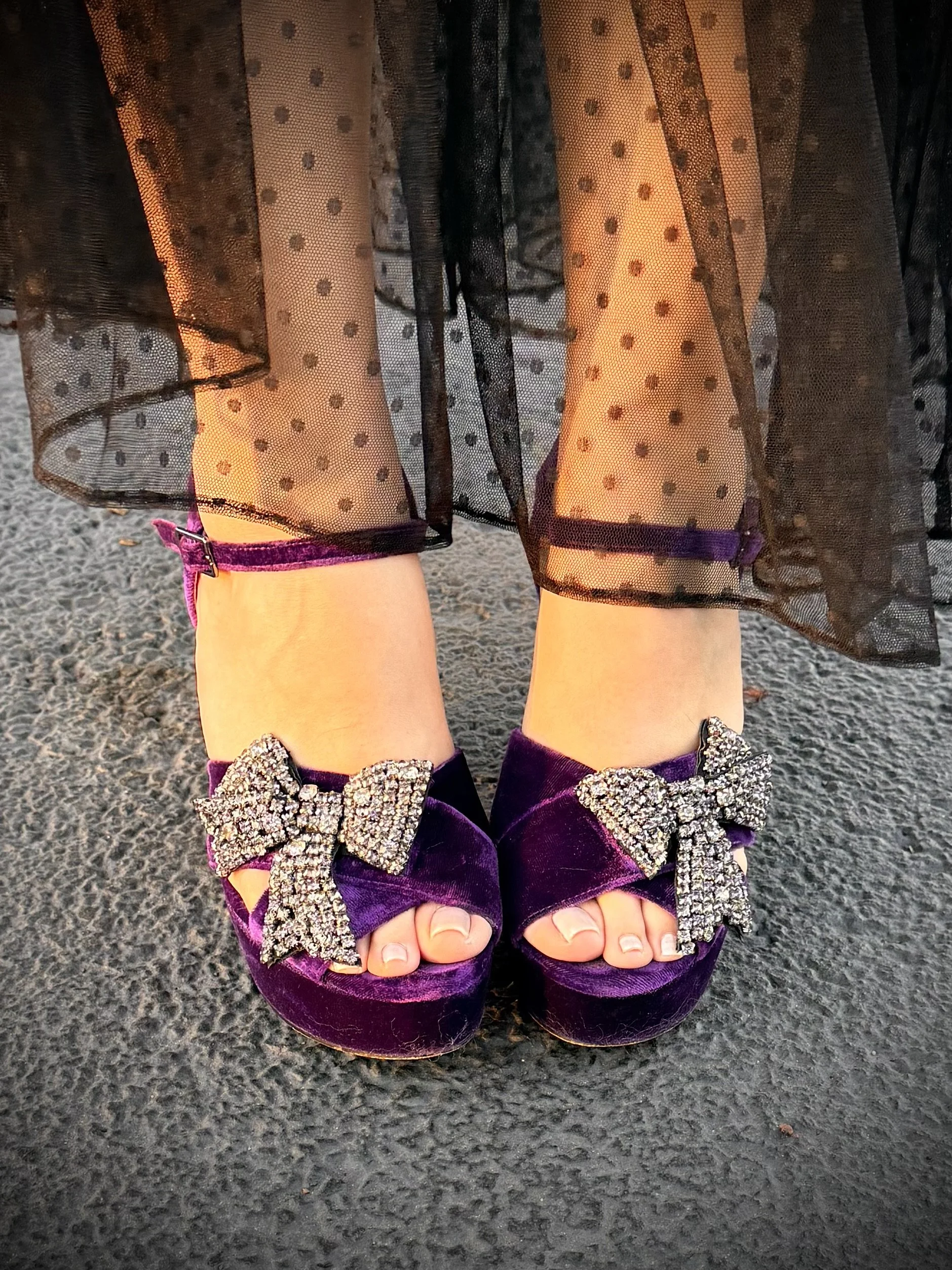 Zara Purple Velvet Bow Heels