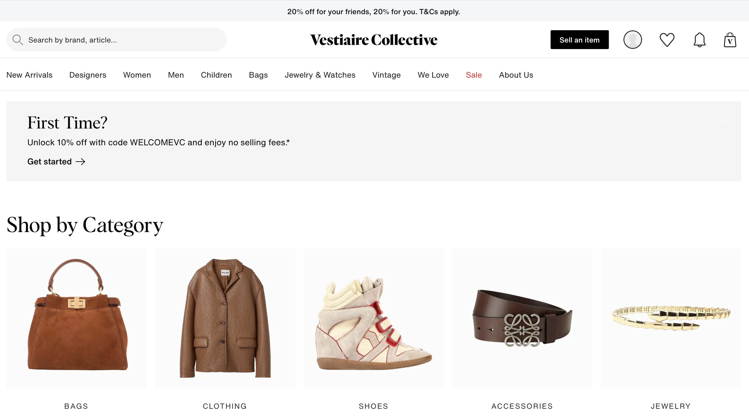 Vestiaire Collective Home Page