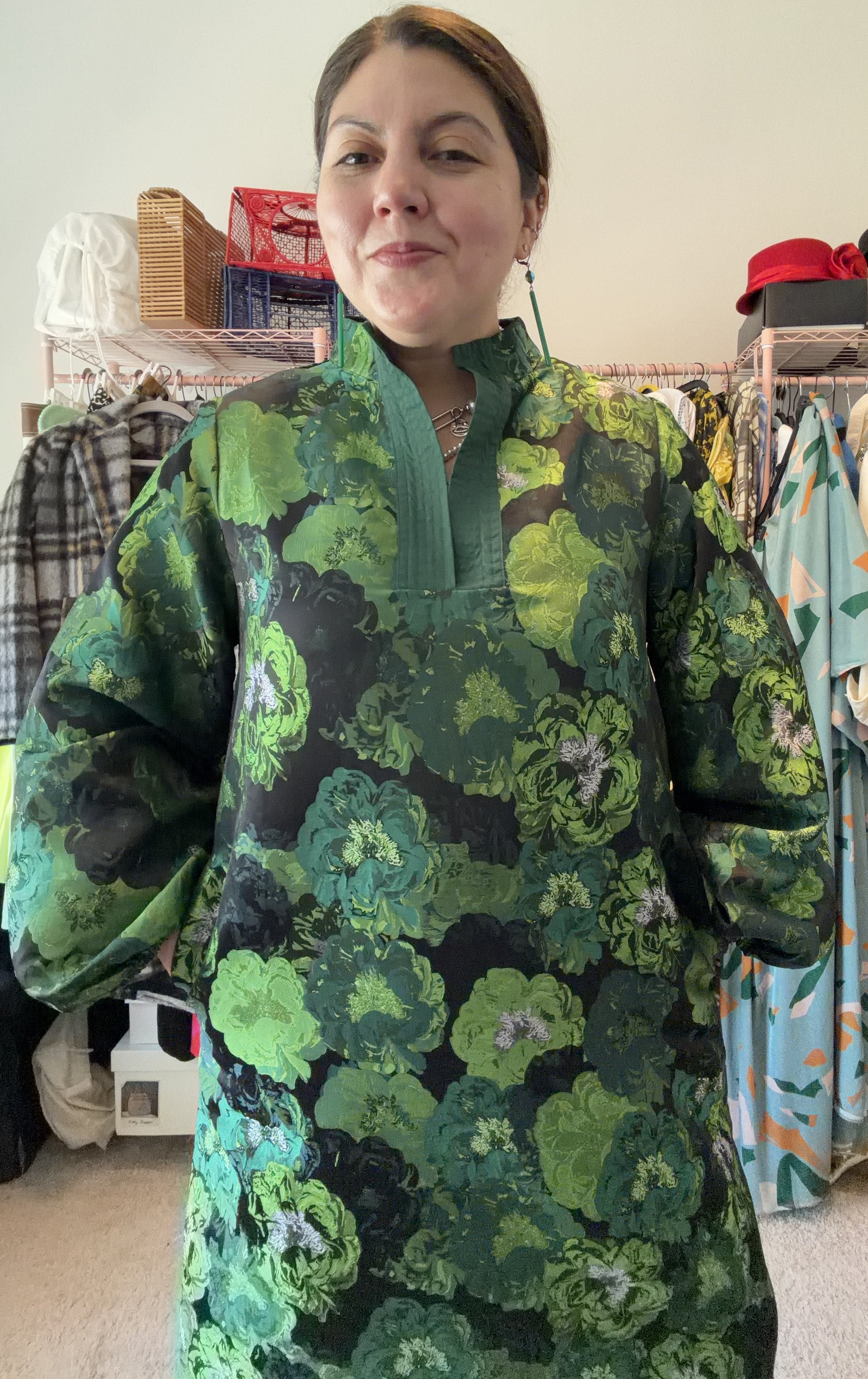 St. Patrick's Day 2026 green caftan and jewelry