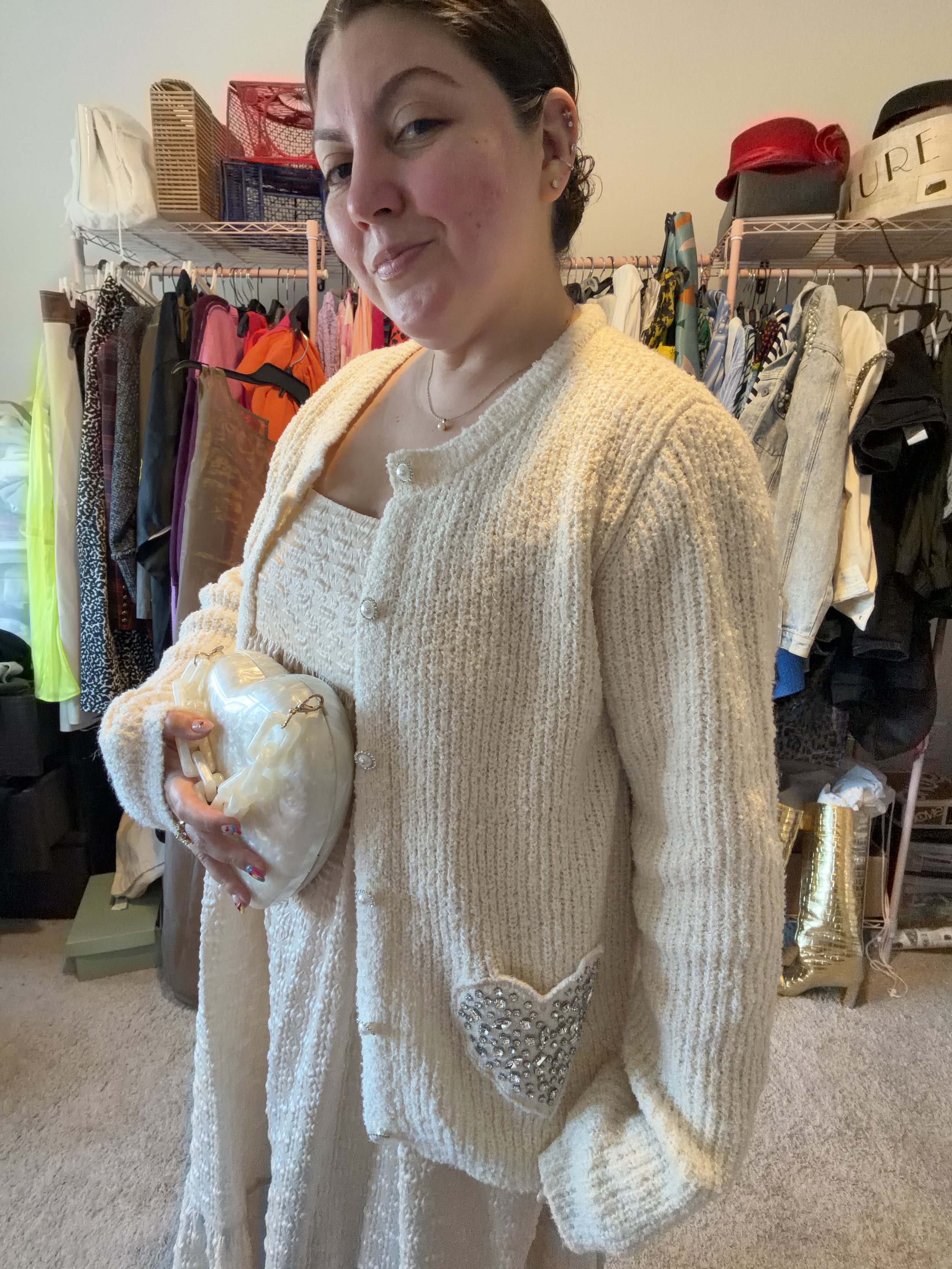 Crystal heart pocket on Target sweater