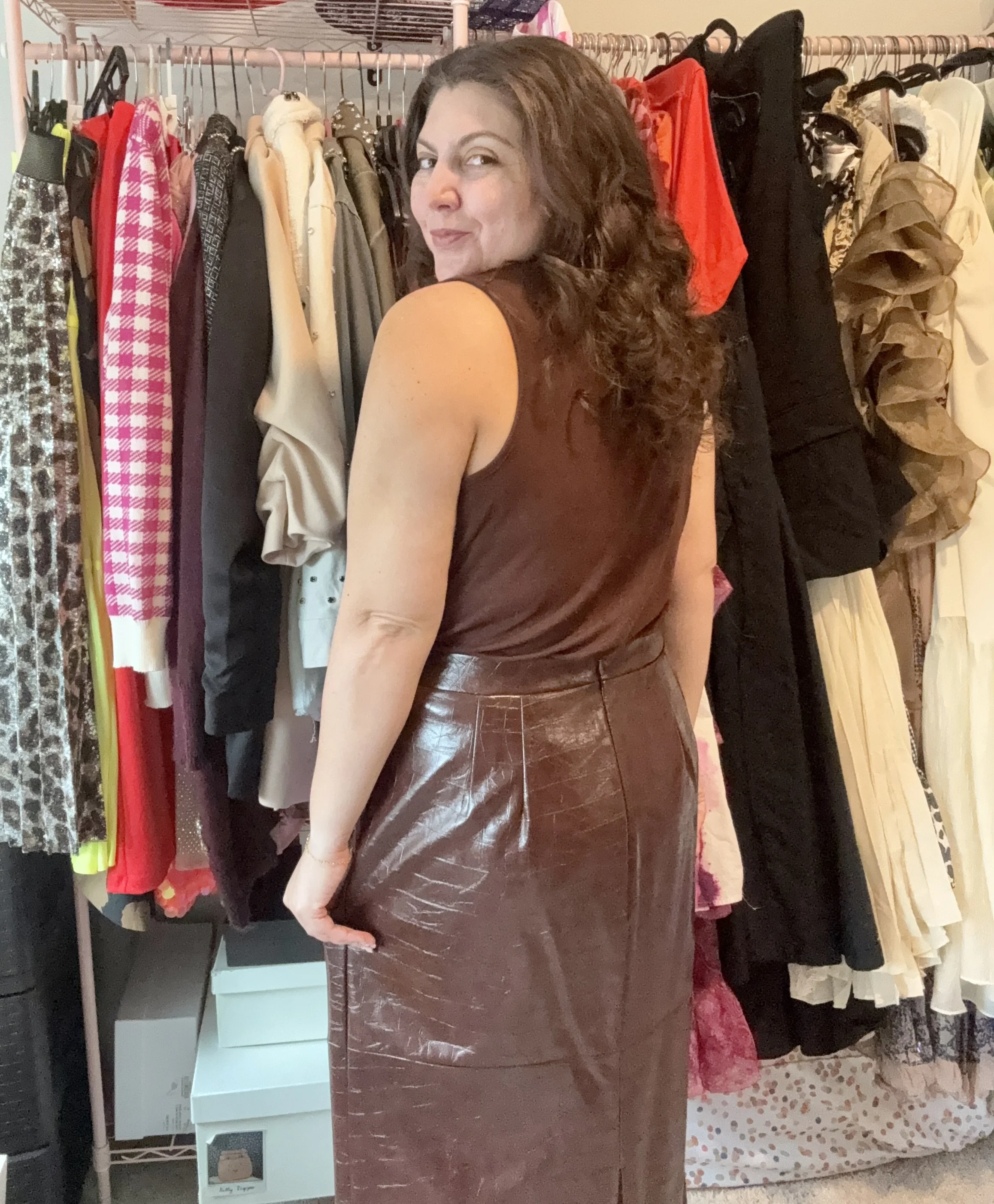 Avec Les Filles Equestrian Faux Croc Maxi Skirt Back