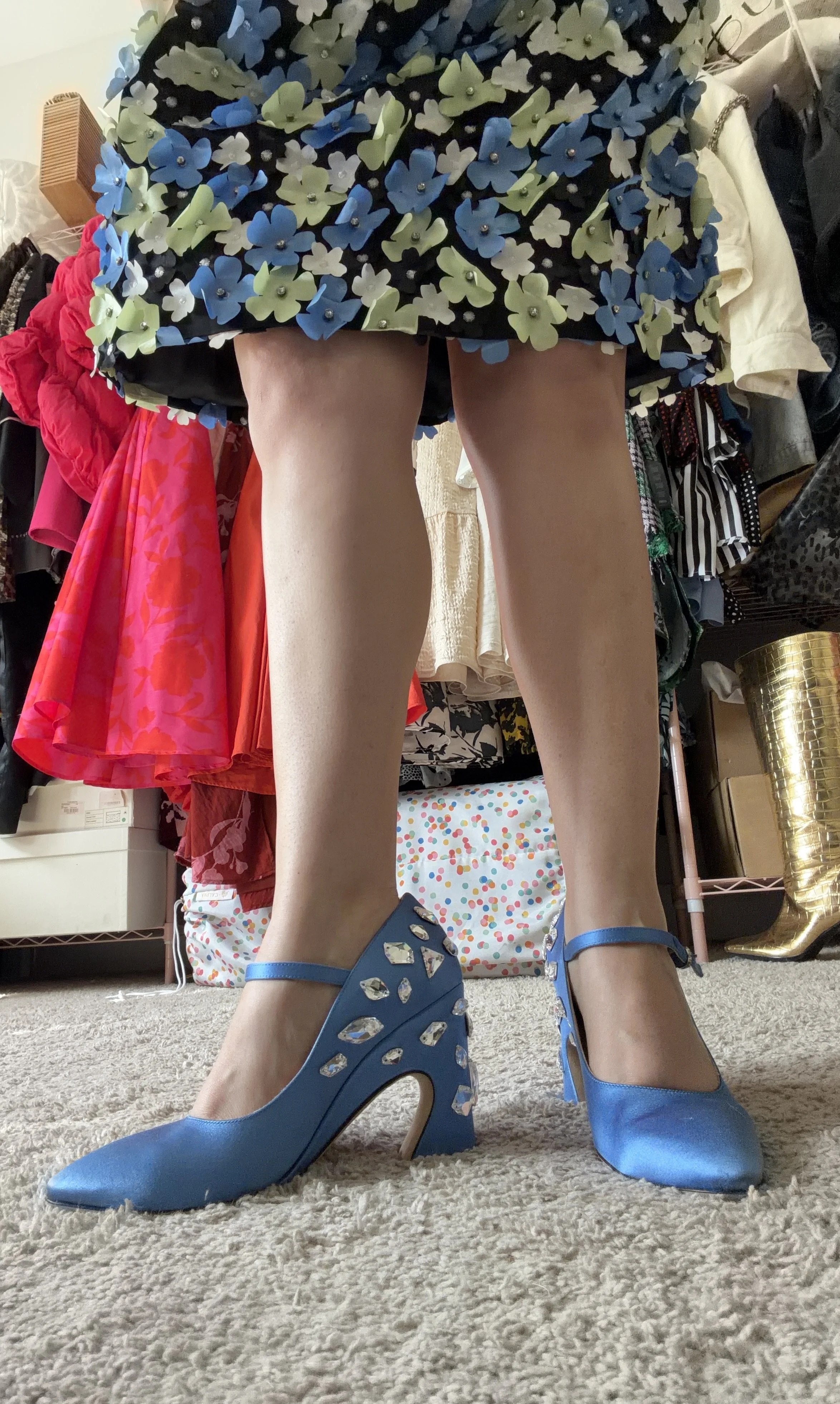 Giannico Blue Mary Janes with Gems