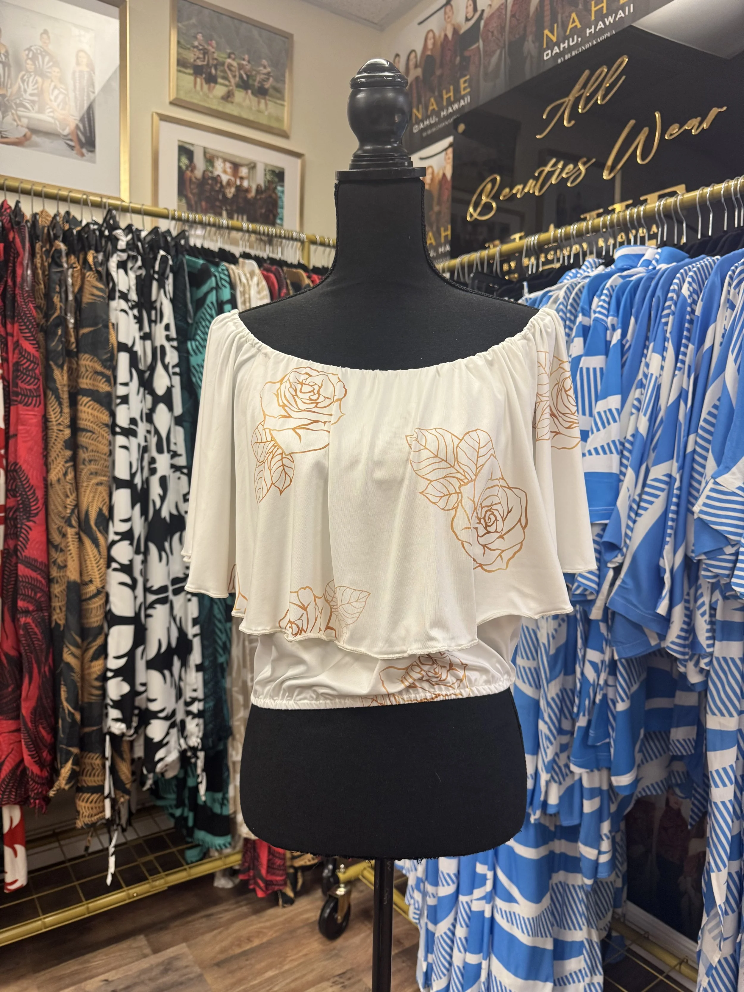Tavahine Top | White/Gold | Lokelani