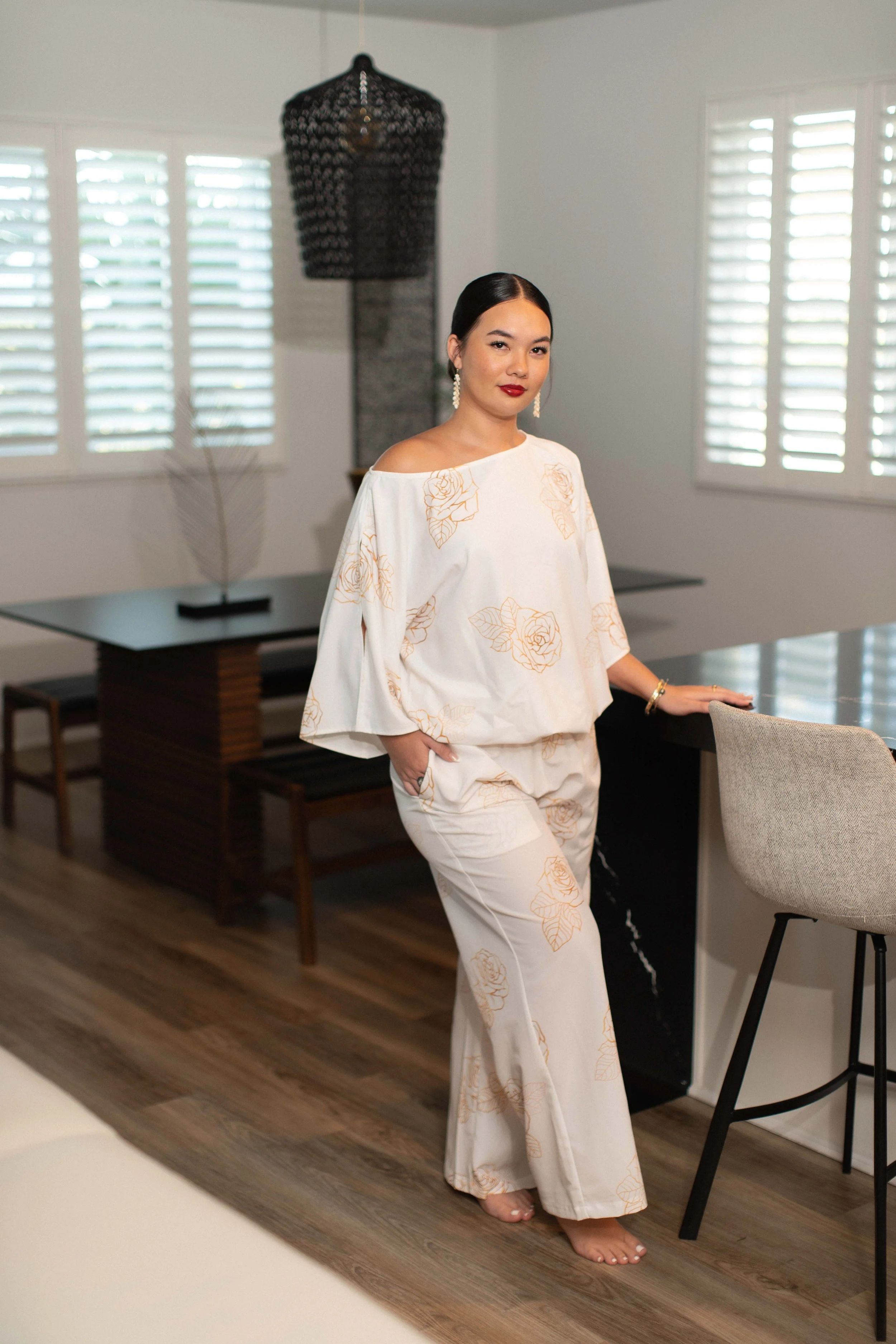 Palazzo Pants | White/Gold | Lokelani
