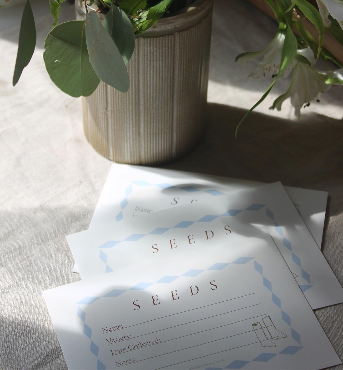 I have a new little product! Seed envelopes, perfect for those green fingered people! 🌷
Printed on beautiful recycled cream envelopes. These will be available in little sets. 

And will of course be coming with me to Gardeners World which is just ov
