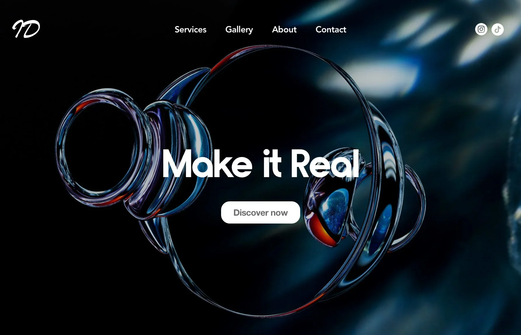 Website homepage with navigation menu