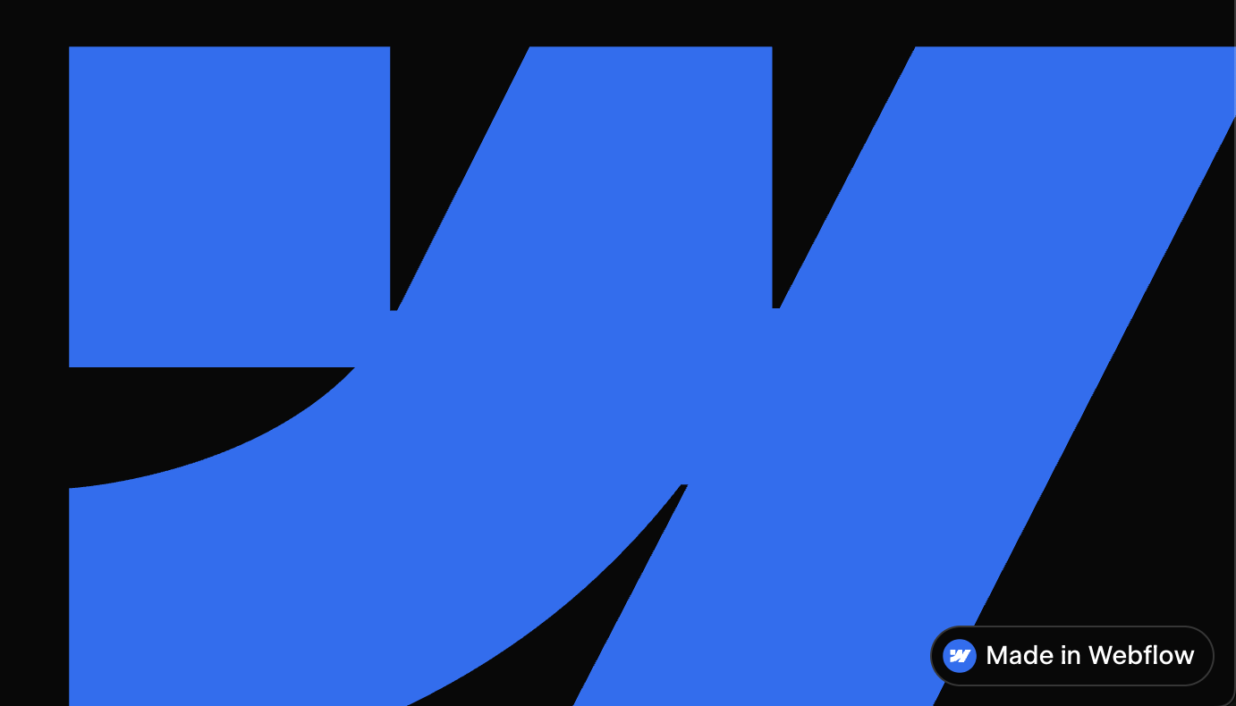 Webflow logo in blue on black background