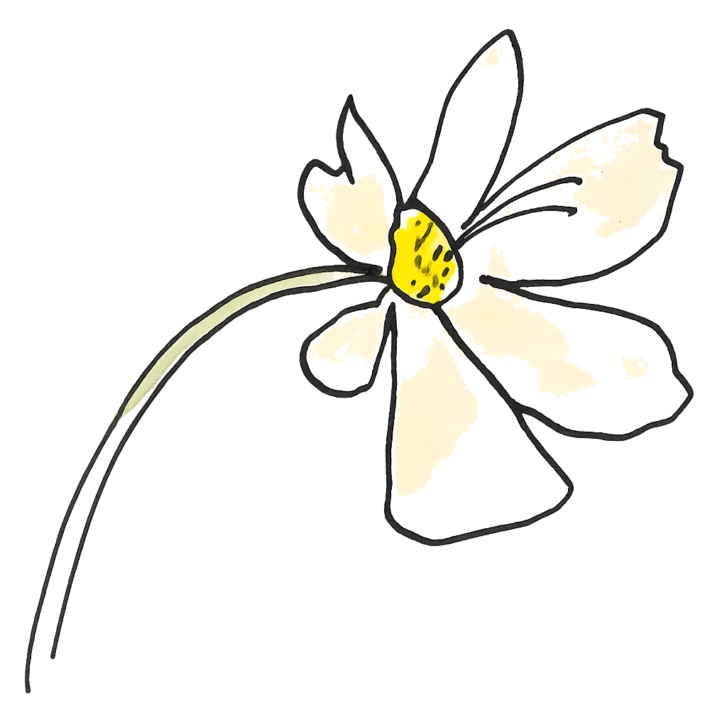 A digitally illustrated butterfly with black outlines, yellow markings on its body, and cream-colored wings with black edges, perched on a gray surface.