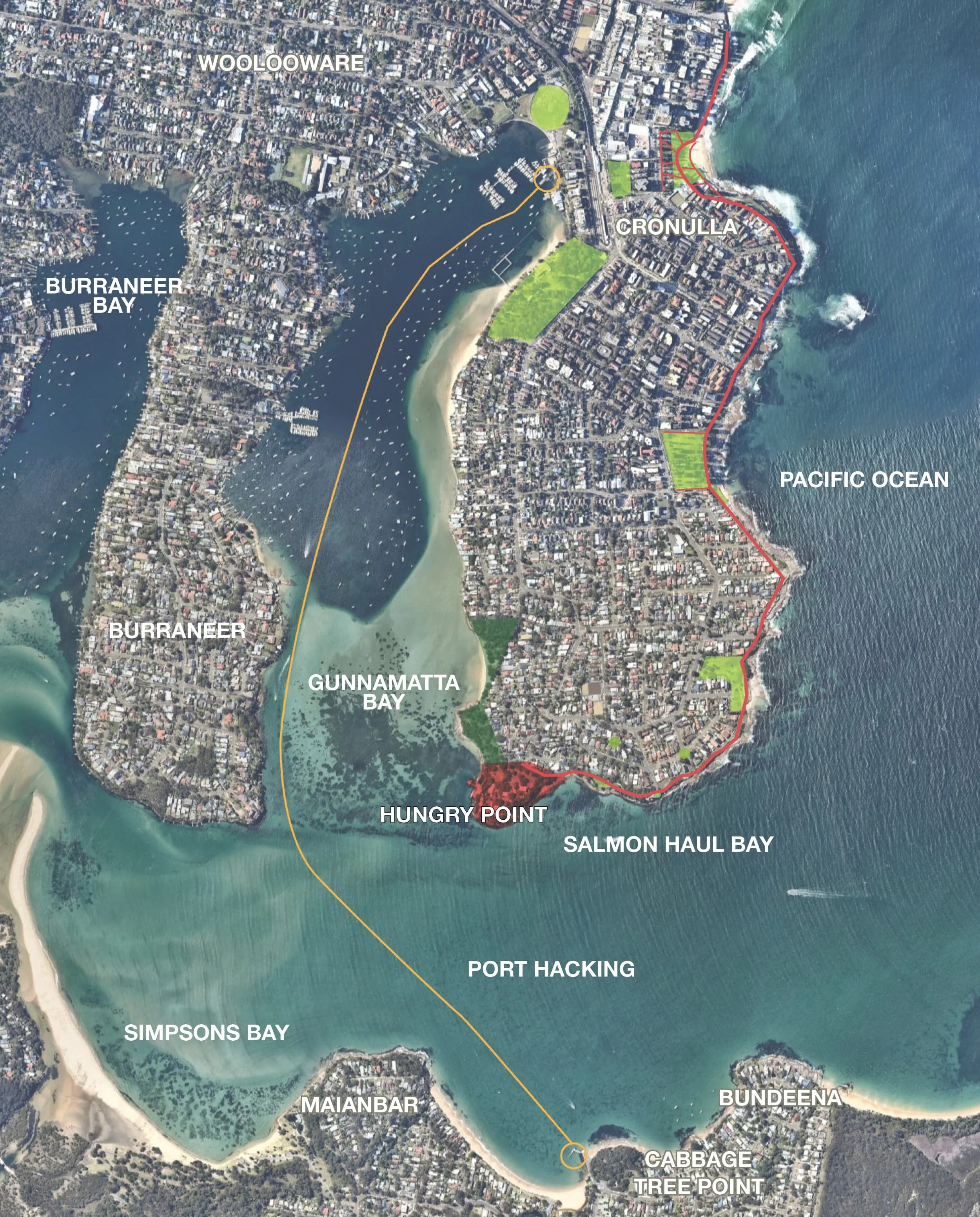 Plan Map Ocean Headland Sydney Cronulla Hungry Point
