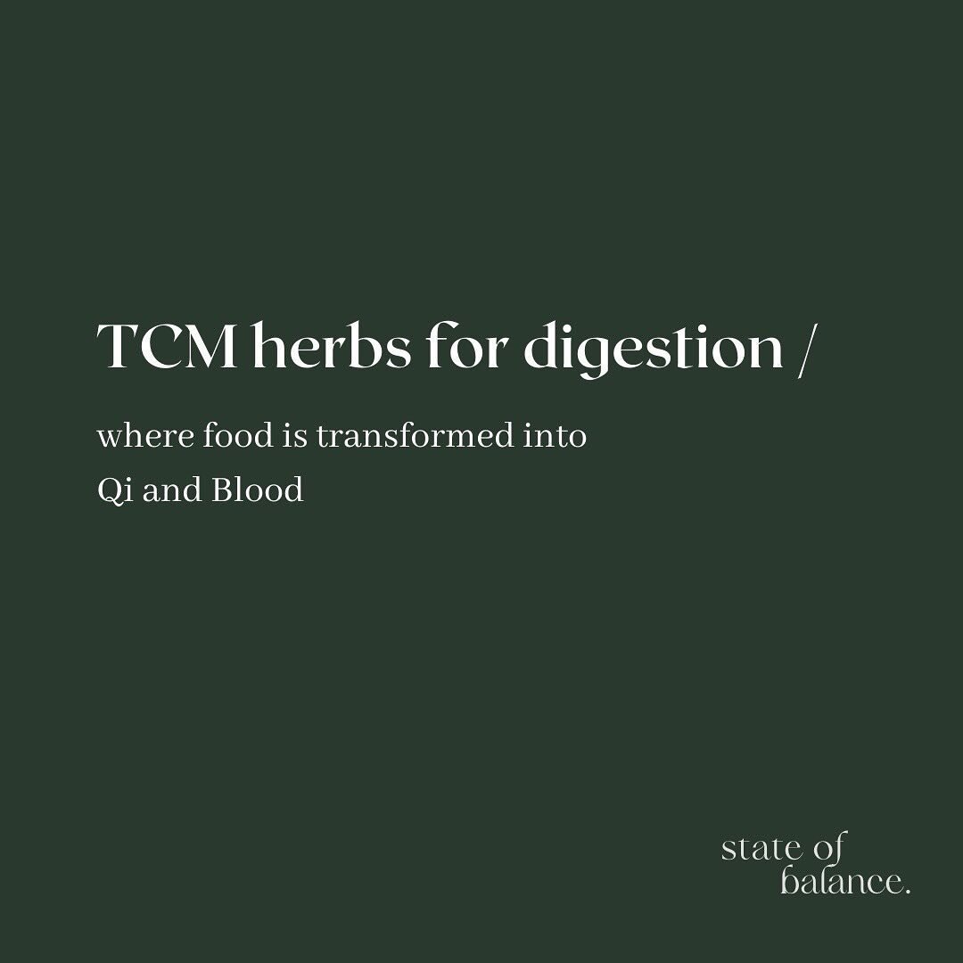 Herbal formulae for digestion. 

Fun fact, in TCM the digestive system is the powerhouse for extracting nutrients and assimilating everything we consume, nutritionally, but, inclusive of all things we take in and digest from the world around us. 

Th