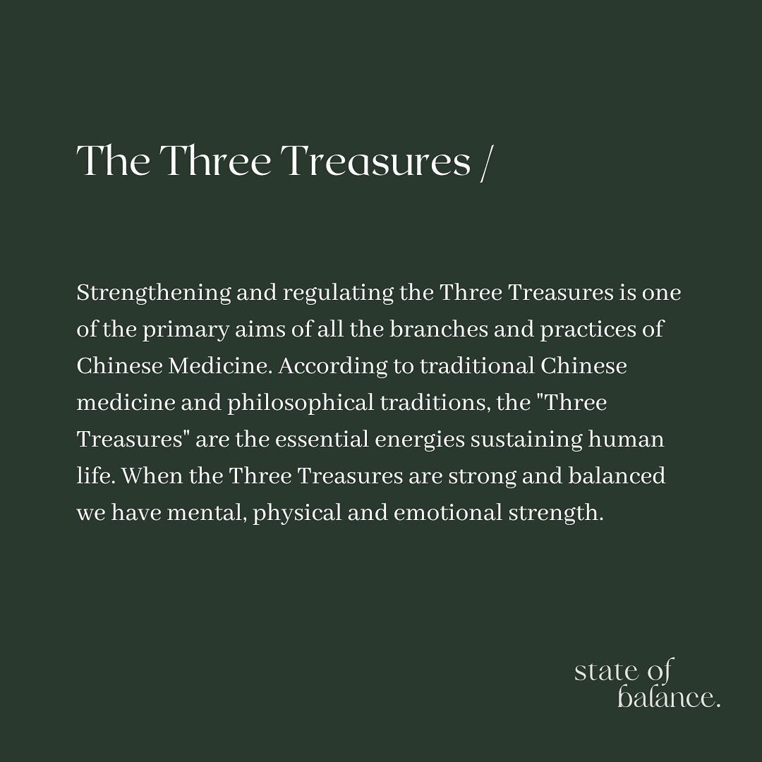 The Three Treasures /

Through daily Qigong, Yoga &amp; Acupuncture practices we can cultivate and harmonise these energies within us.

By stimulating the muscles and bones we stimulate the deeper body energies (Jing) and transform it with Qi (breath