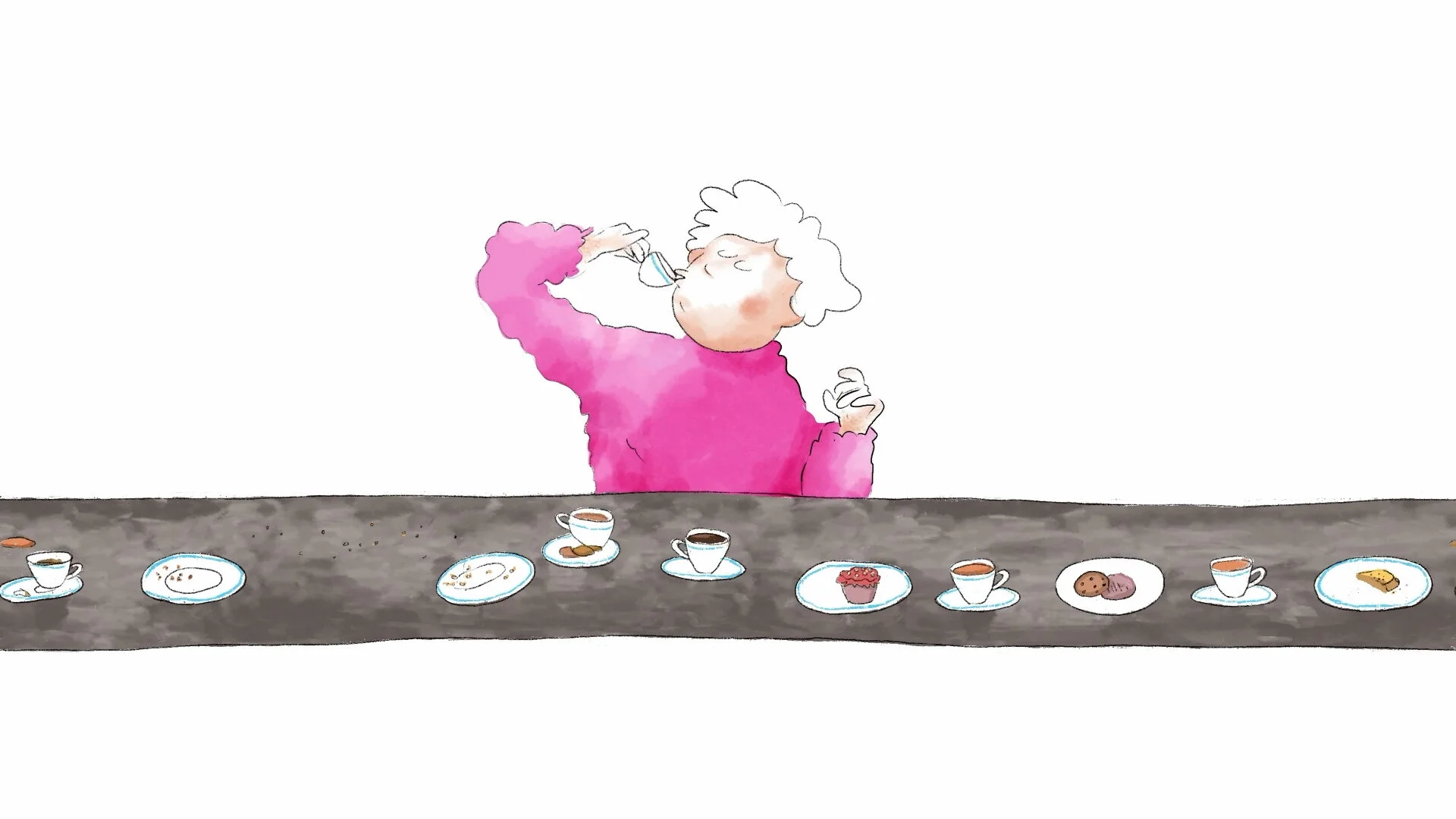 Still from There Is No I In Island, ‘Reflecting Times’. Animation by Mel Roach, colourist Paula Hatton, illustrator Lucy Gouldthorpe.