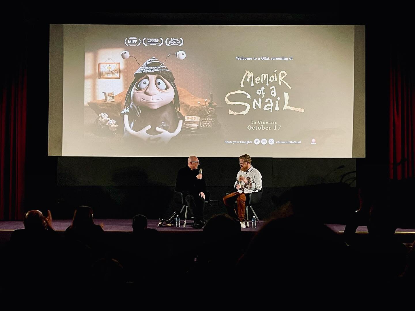 It was a rare treat to see @adam_elliot_clay speak about #memoirofasnail @statecinemahobart yesterday. There is so much love by so many animators and artisans that has gone into this film. It&rsquo;s refreshing Australian and all the international ac
