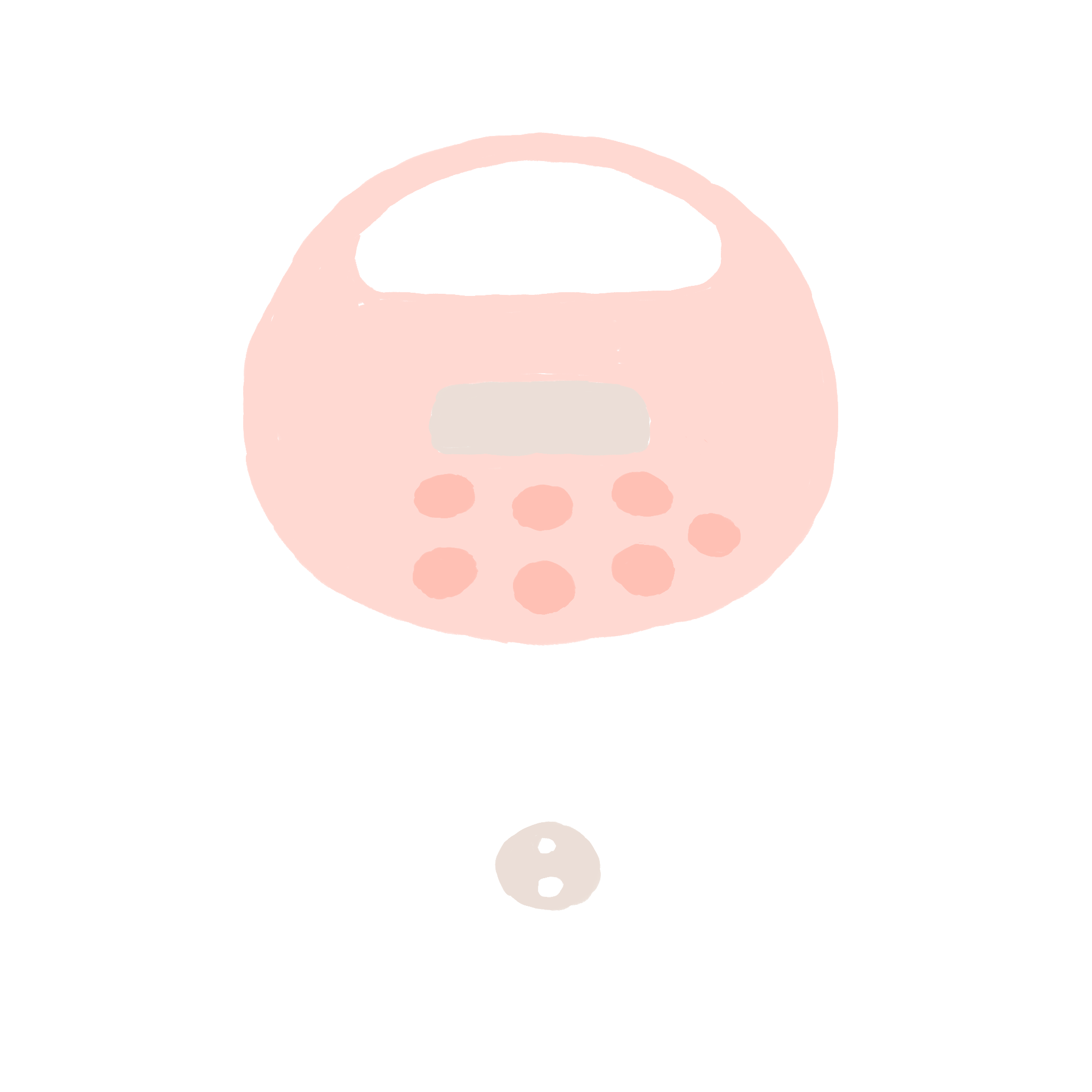 A digital illustration of a stylized face with black eye and pink cheeks, with a white background.