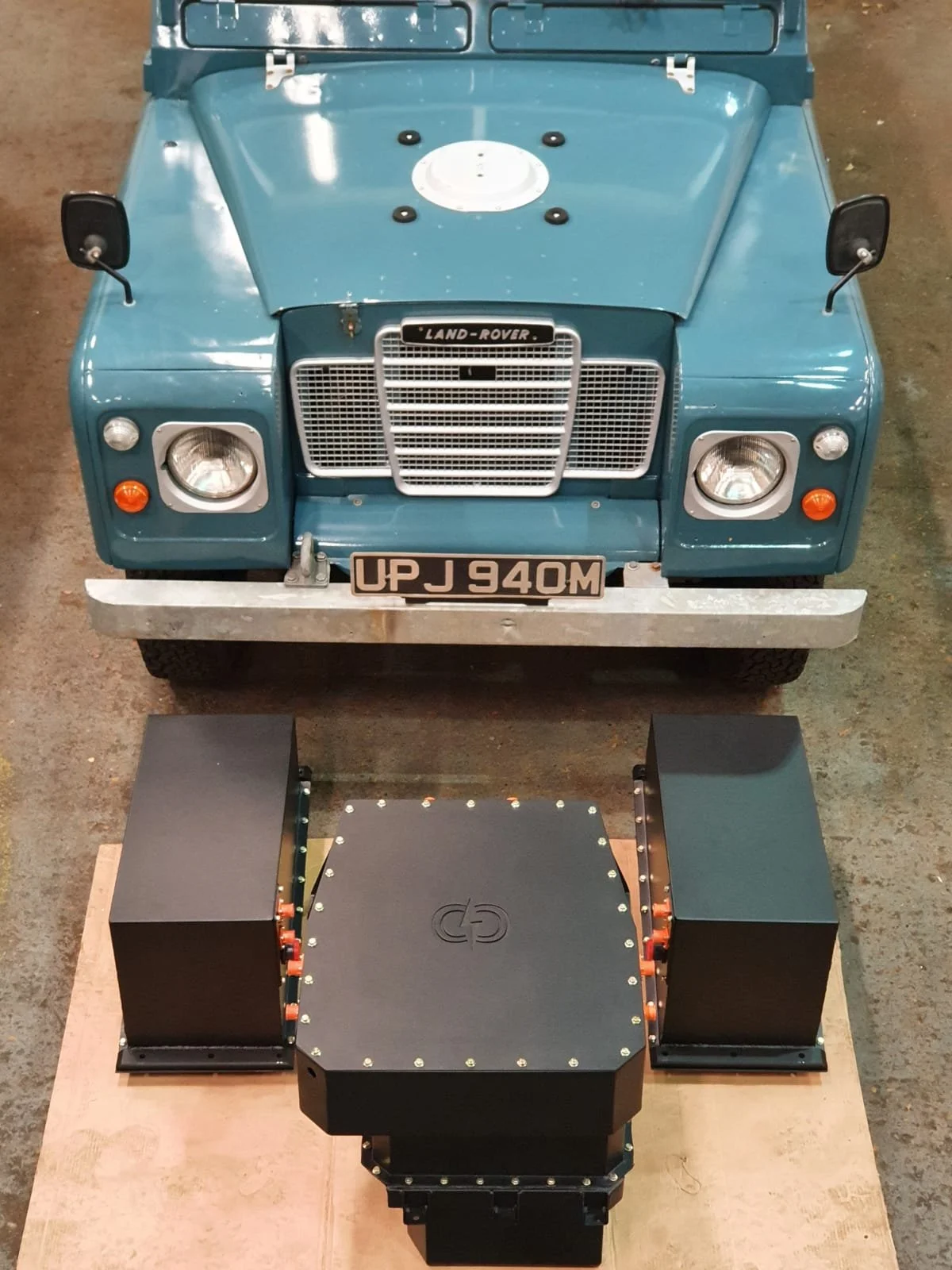The battery boxes from the first Clean Classics system for converting Series Land Rovers to electric 