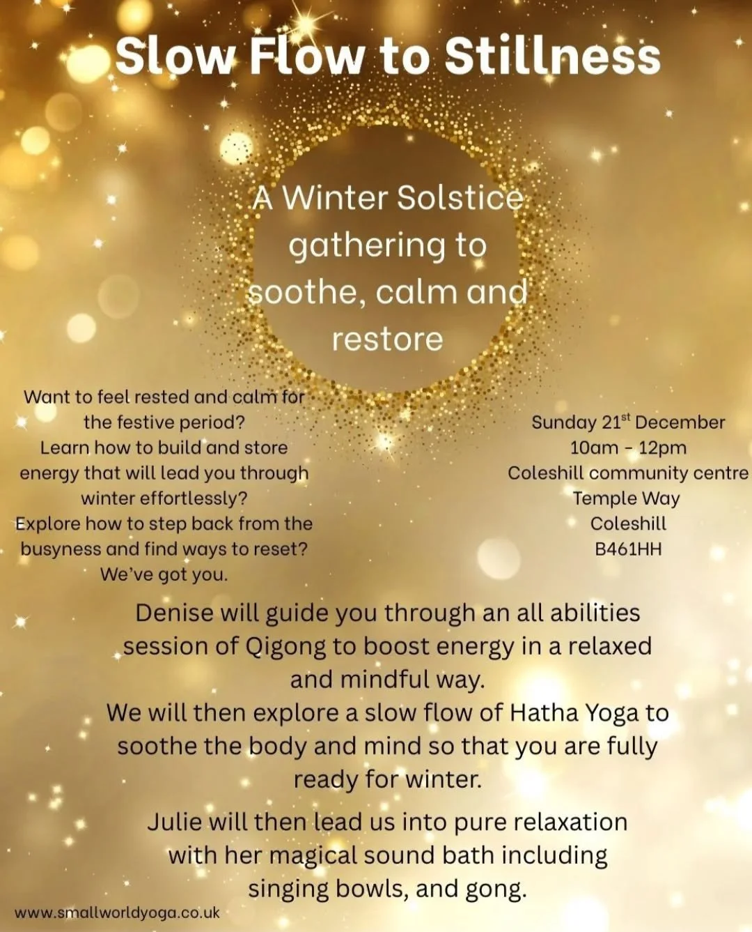 Join myself and Julie Mclean for a special gathering on Winter solstice as we welcome the opportunity to rest and restore✨️

Want to feel rested and calm for the festive period? Learn how to build and store energy that will lead you through winter ef