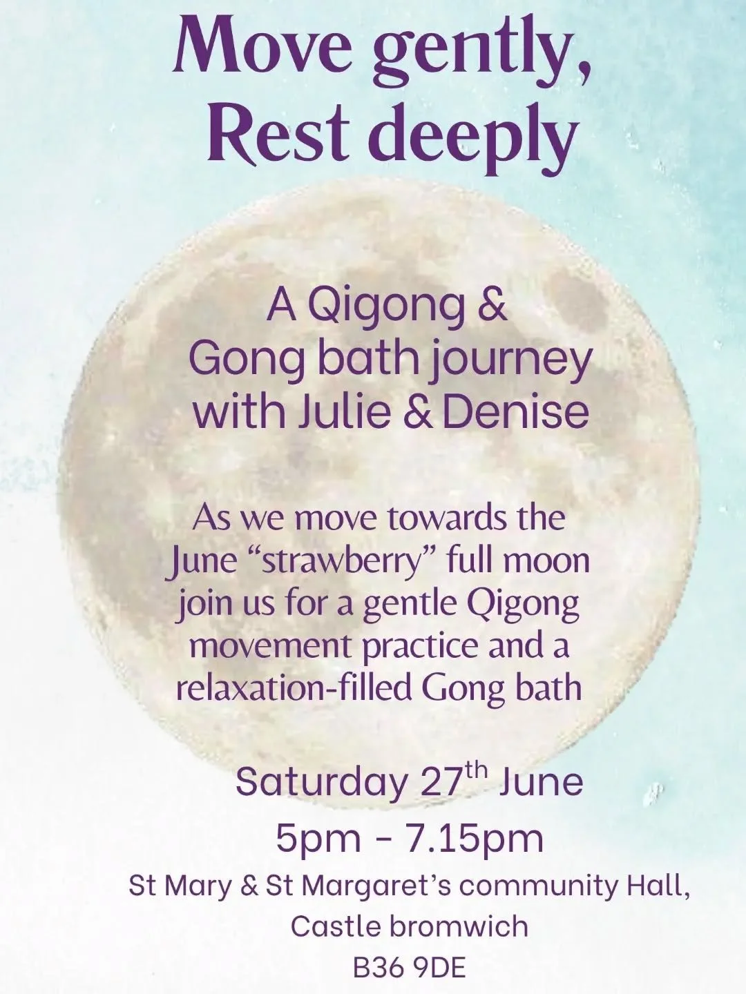 This is going to be beautiful 💕💕

Join Julie and myself for an evening of mindful movement and deep rest 😌

Saturday 27th June 5pm-7.15pm
St Mary and St Margaret's Community Hall, Castle Bromwich 
A relaxed session to help you move, breathe, and u