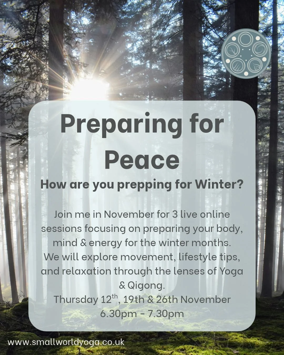 Preparing for Peace - A 3 week online course preparing body, mind & energy for Winter