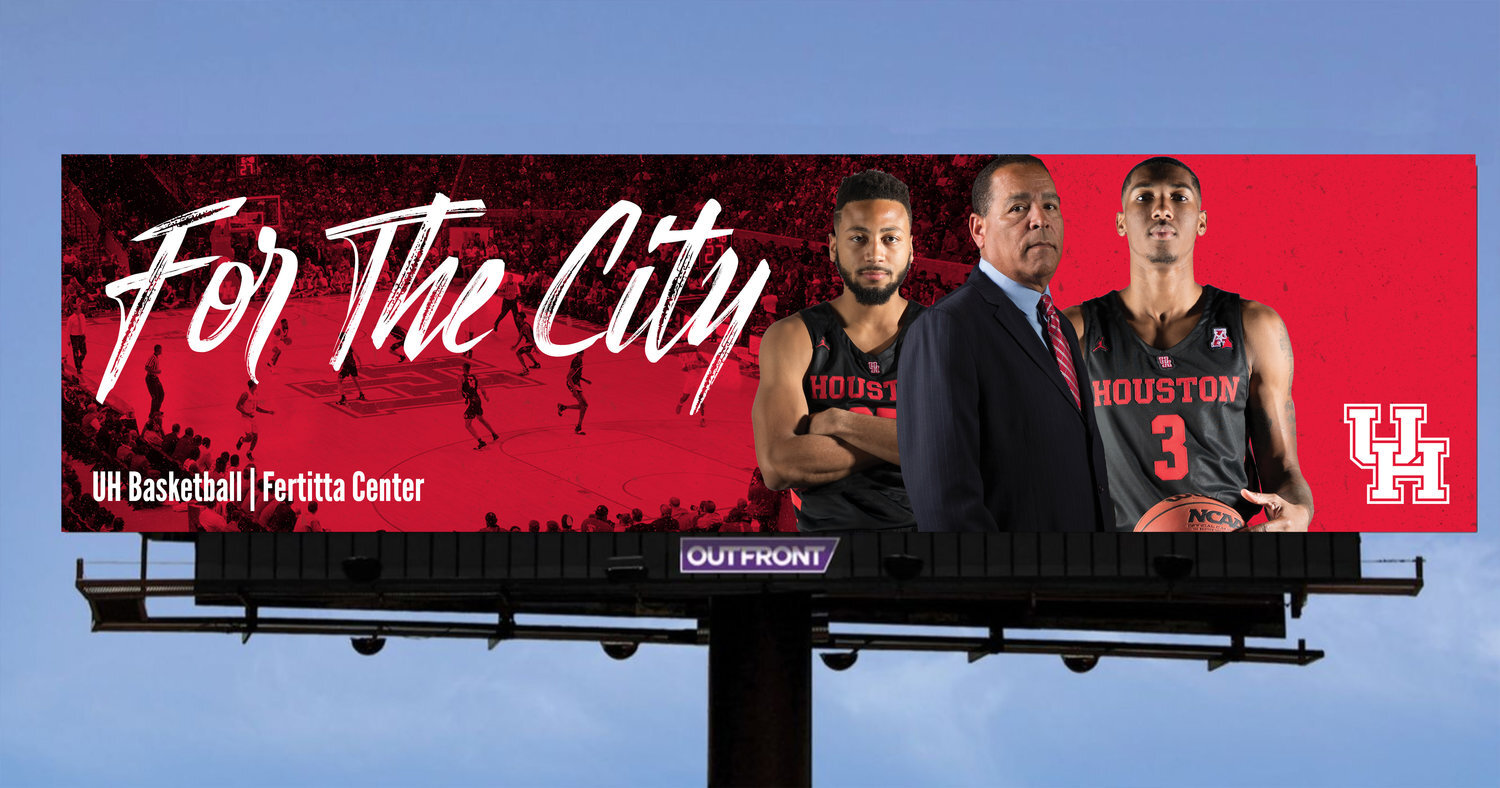 Billboard to promote the new season and new Fertitta Center.