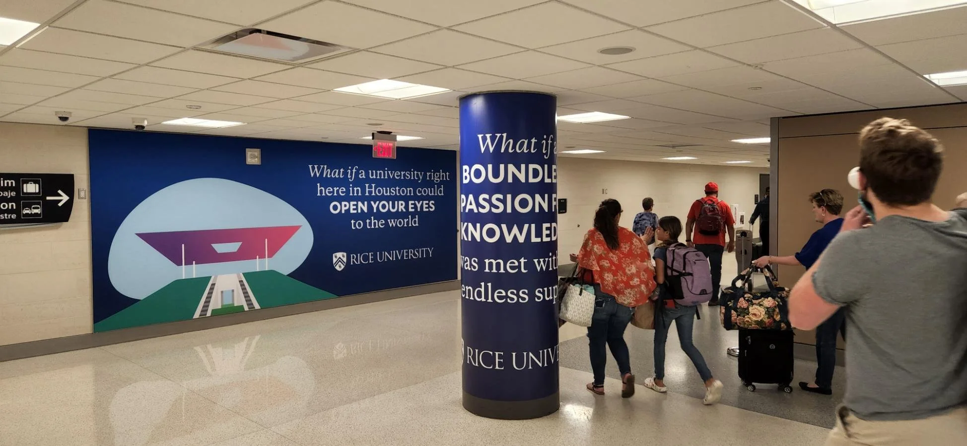 Ads seen while headed to baggage claim at Hobby Airport.