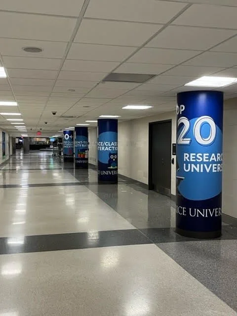 Column ads headed to baggage claim.