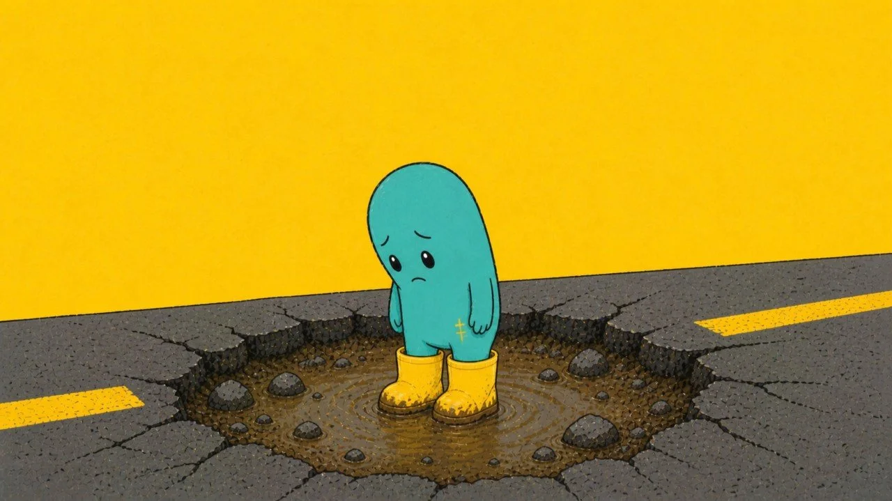 pothole of worry mini people