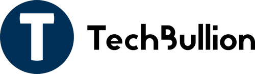TechBullion logo with a stylized T in a blue circle next to the company name.