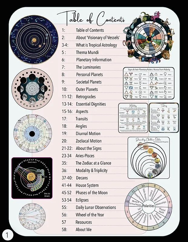 Table of Contents. This has each of the pages organized by topics. There are 11  colorful infographics I have created displayed on this page.