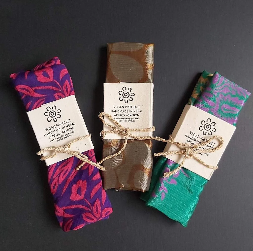 Recycled sari scarf / gift wrap