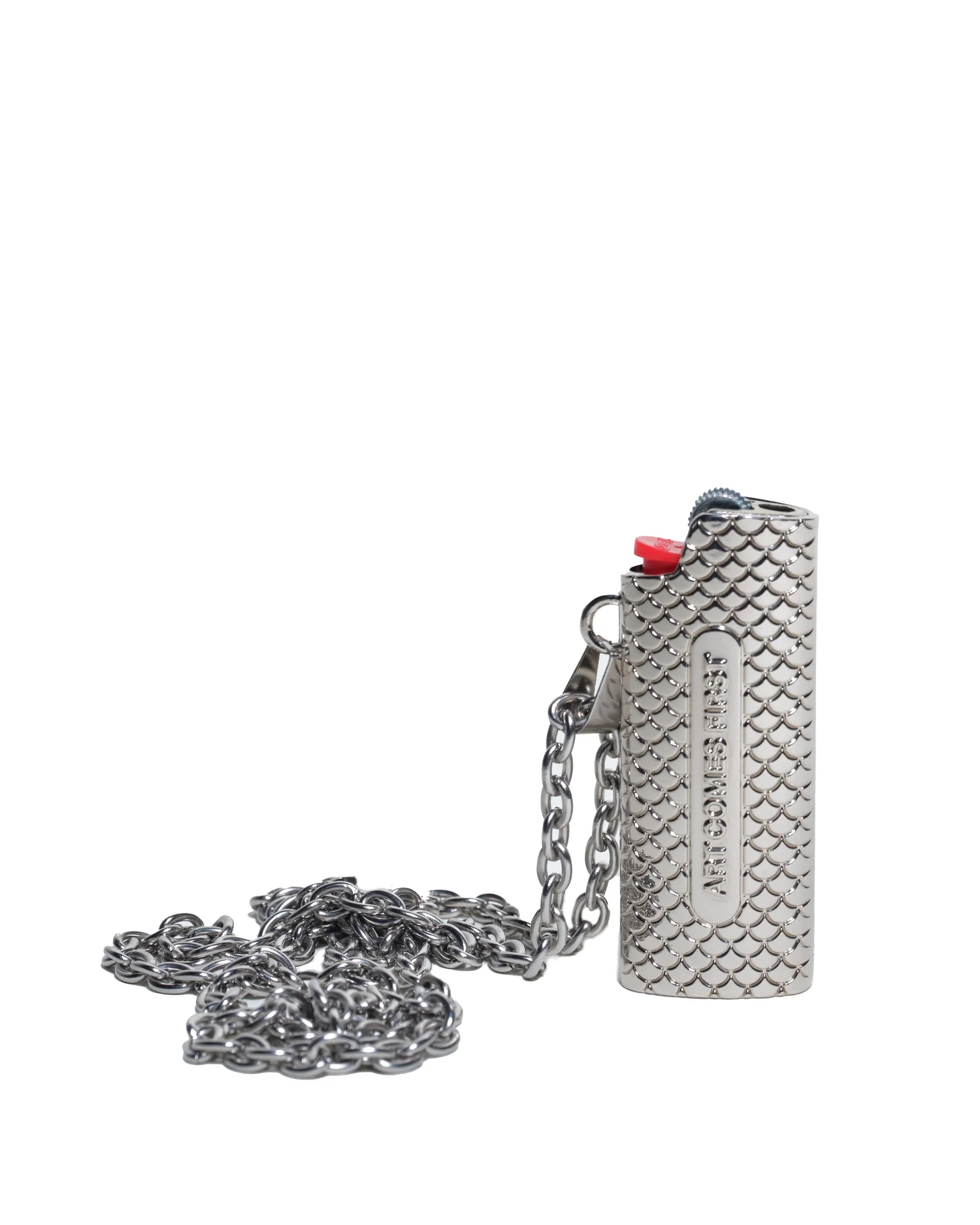 cigarette lighter on a chain Silver-Tone Lighter Case Necklace — ART COMES FIRST