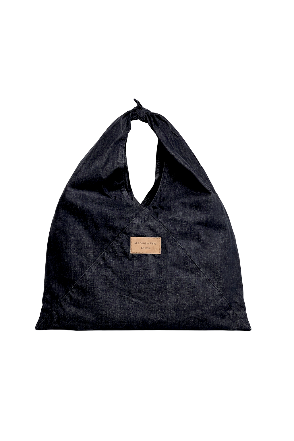 Black denim triangle tote2.png