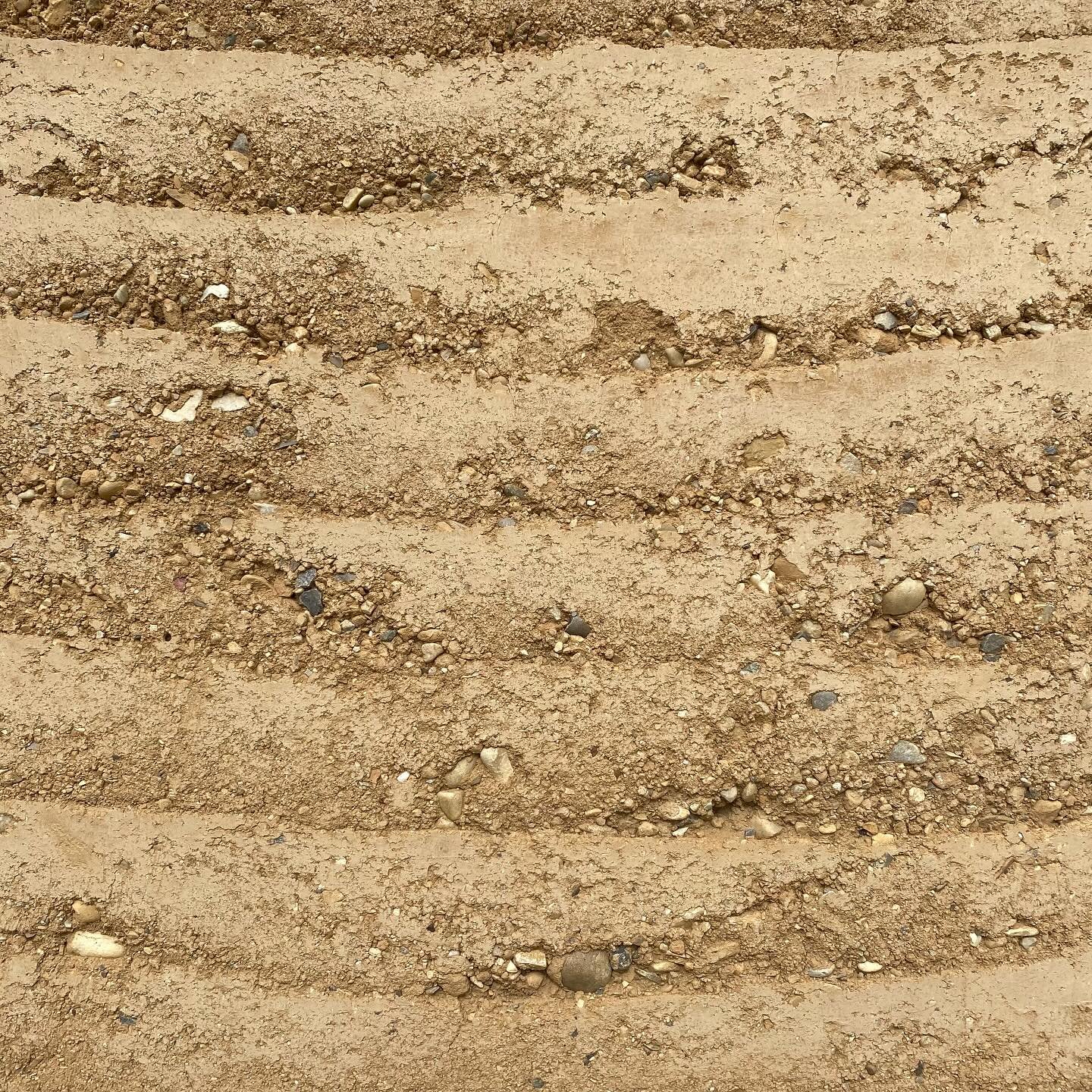 Everything is connected: a rammed earth wall by @atelier_amaco Lyons, France, a ploughed field in Fife, a mudwall in Estonia, mud render in Perthshire, earth plaster at the Chelsea Flower Show (Dubai Majlis Garden), polished clay plaster by Kennji Ma