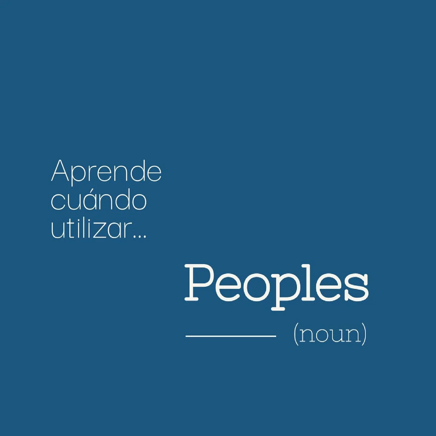 Seguro te ense&ntilde;aron a utilizar &lsquo;people&rsquo; correctamente, pero &iquest;sab&iacute;as que tambi&eacute;n se puede usar &lsquo;peoples&rsquo; sin que sea un error gramatical?

Descubre c&oacute;mo en este post 🤓

#AgenciaVerzo
#Idiomas