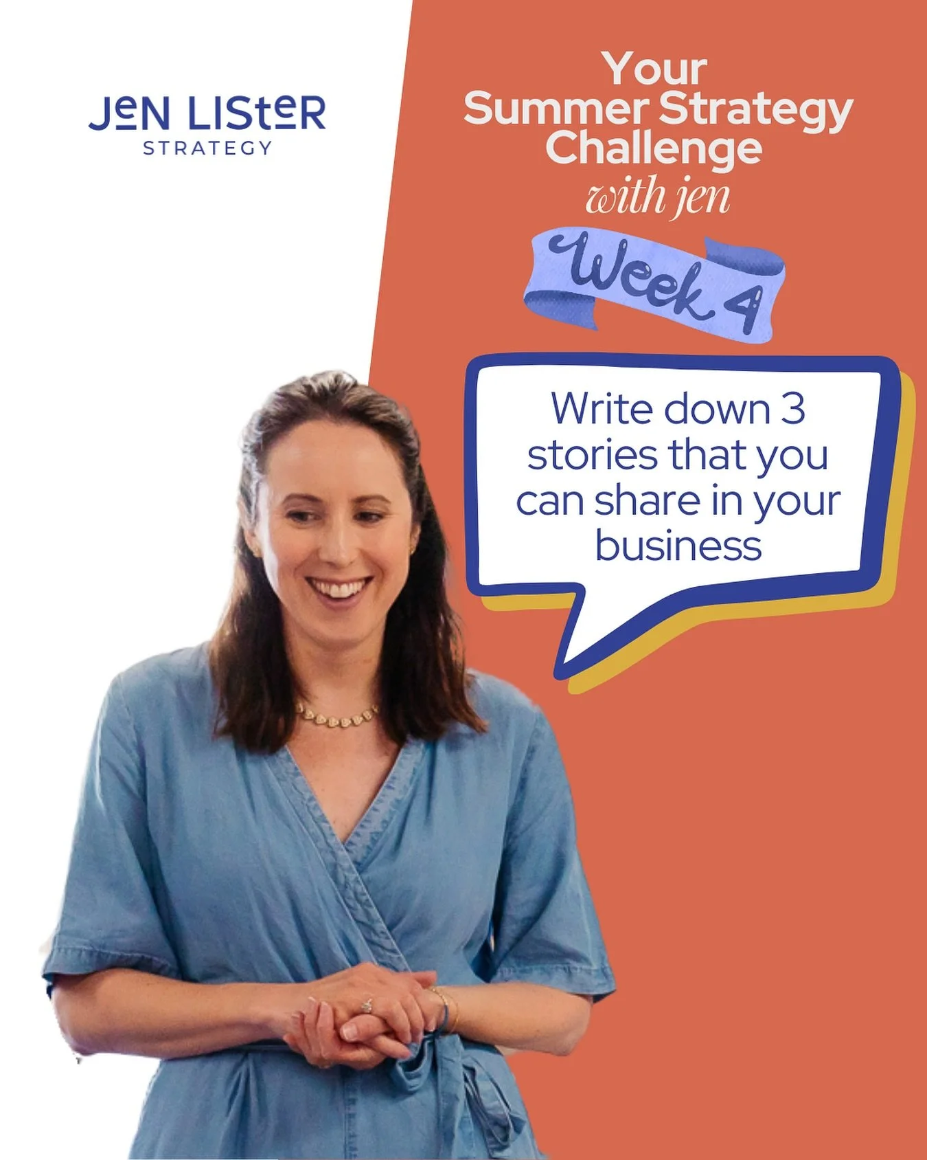 Last week of my Summer Strategy Challenge and it&rsquo;s all about YOU! 🌟🧡☀️

YOU are your biggest asset in your business - so what stories can you share to connect with your people? 🤔 Watch back the insta live for more inspiration on the topic of
