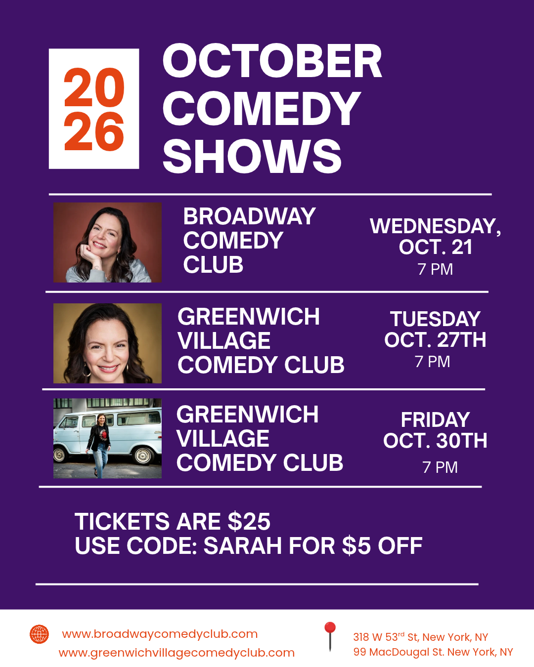 October Comedy Shows