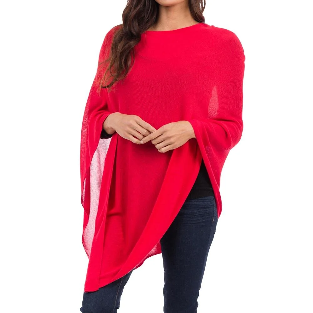 tomato red bamboo poncho