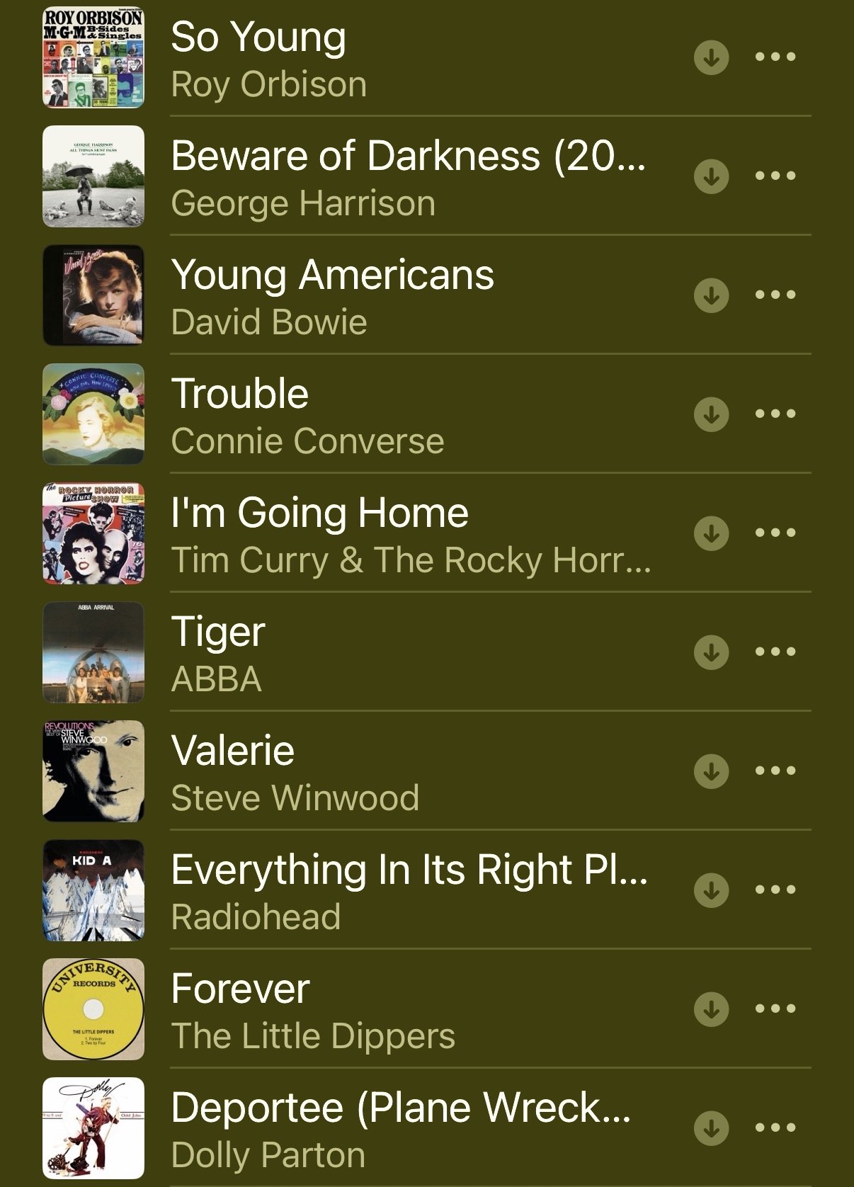 Lis of songs
