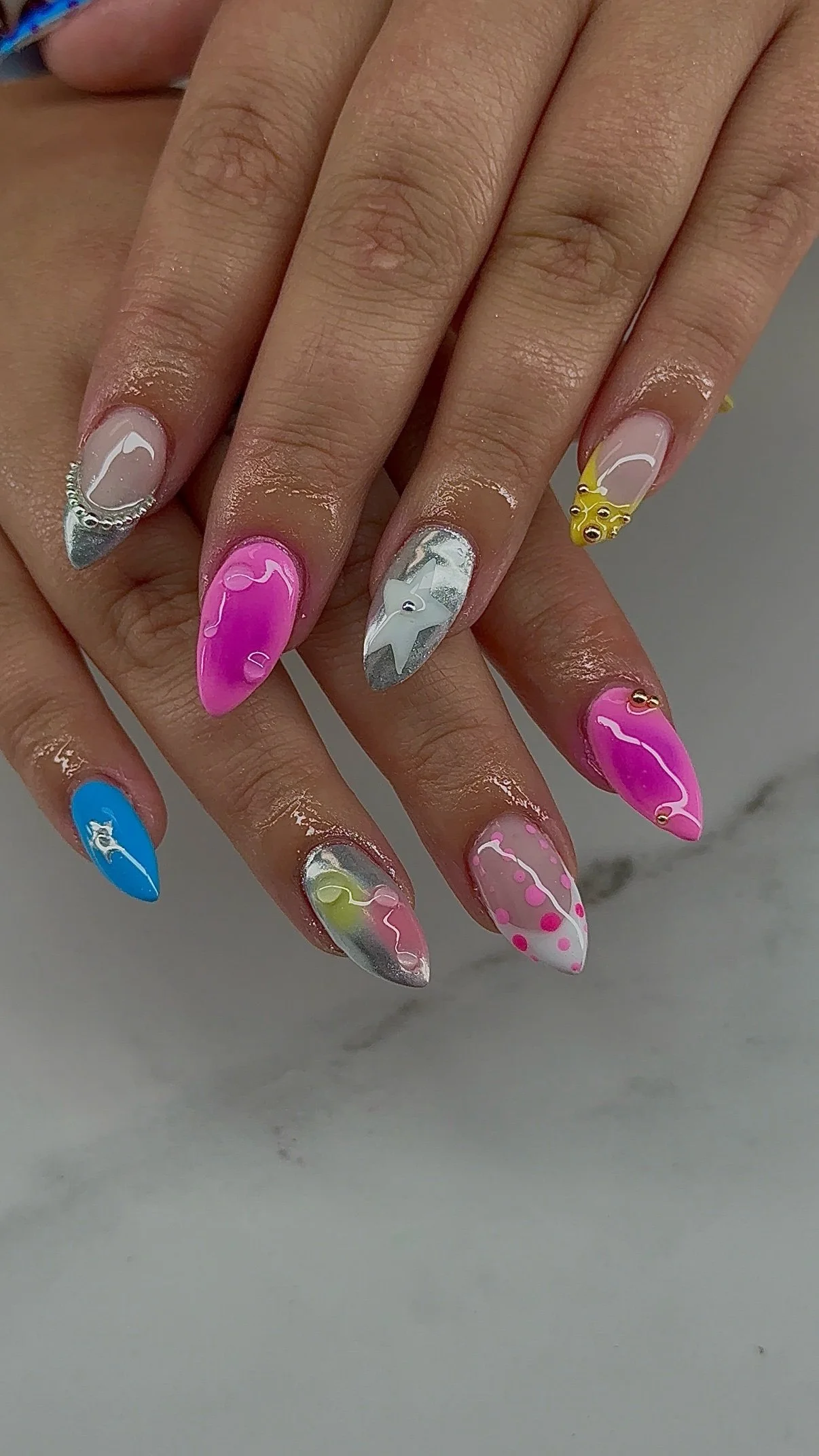 Pink chrome nail art — Mac Hair Design