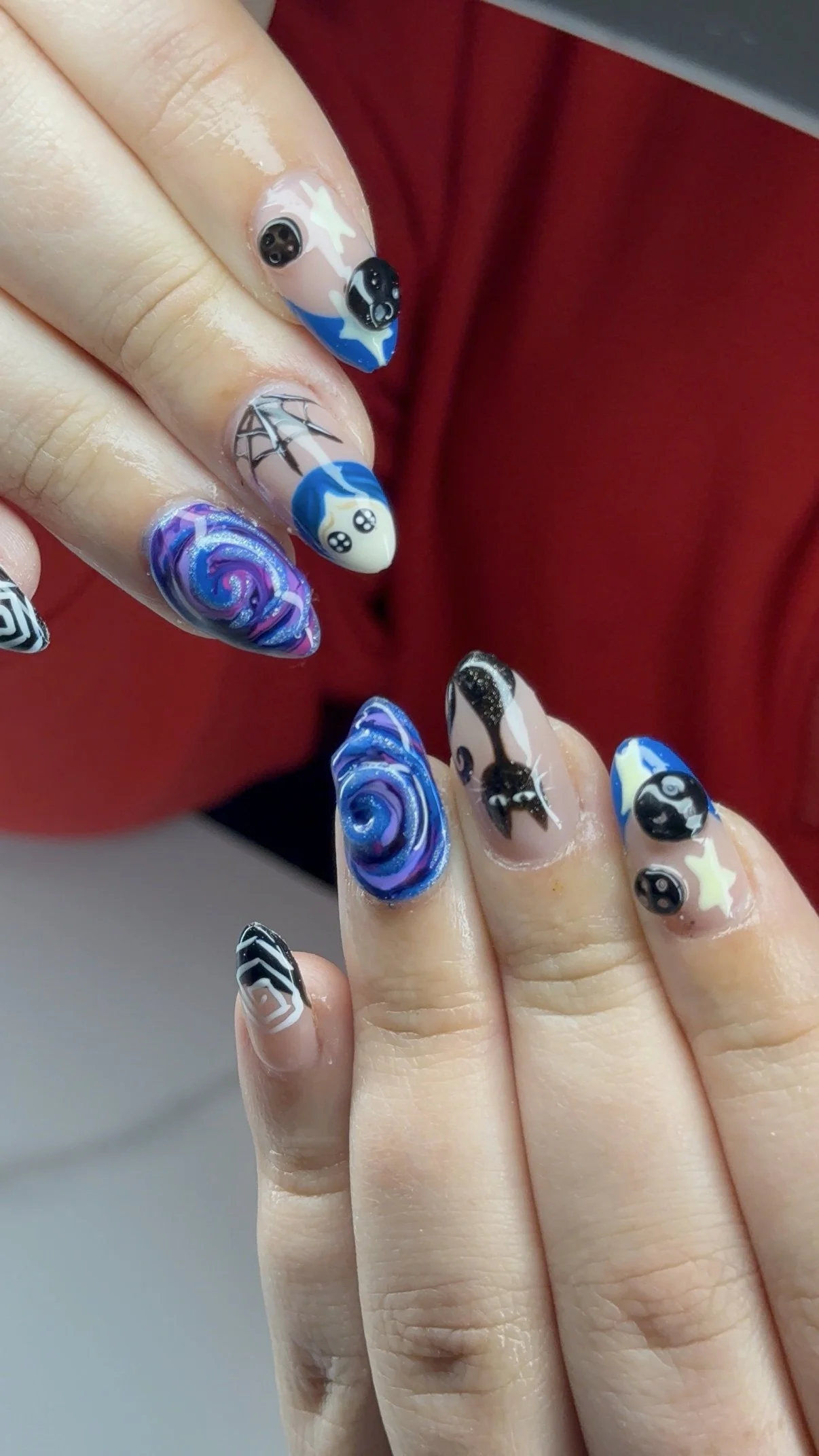Blue swirl nail art — Mac Hair Design