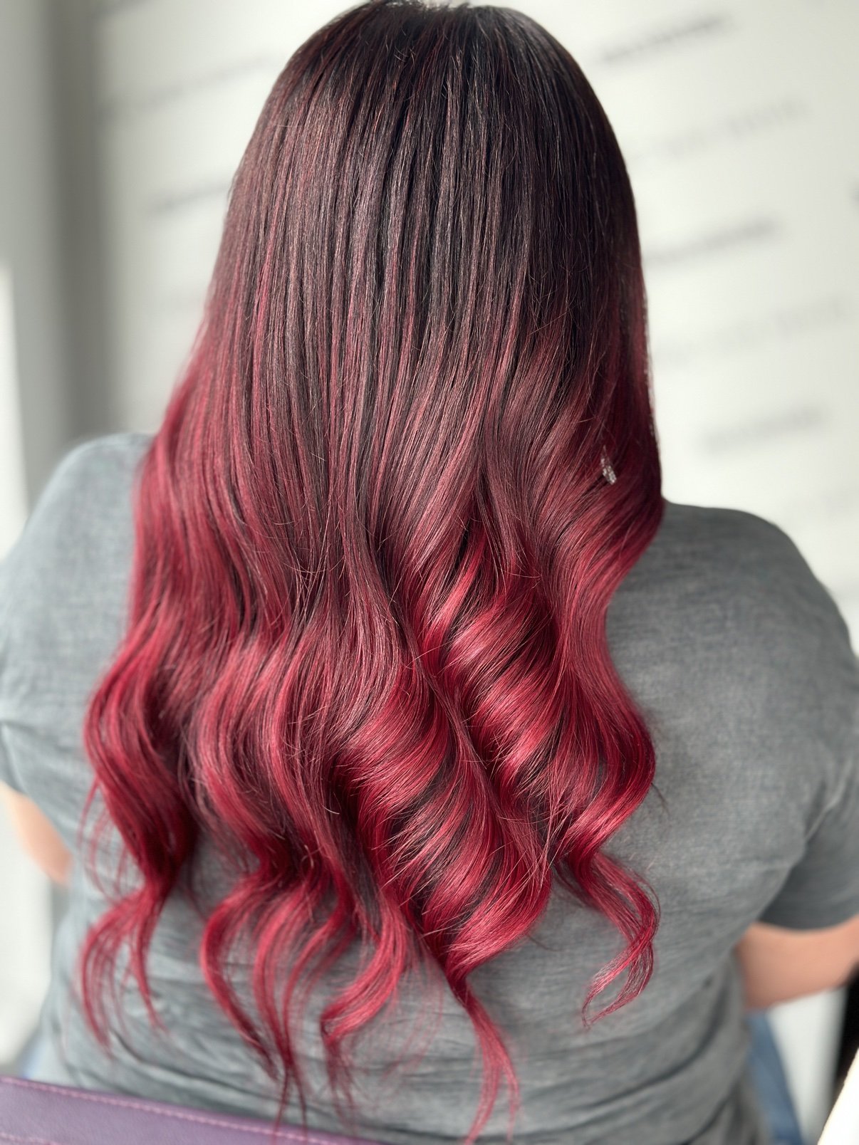 Ruby red hair extensions — Mac Hair Design
